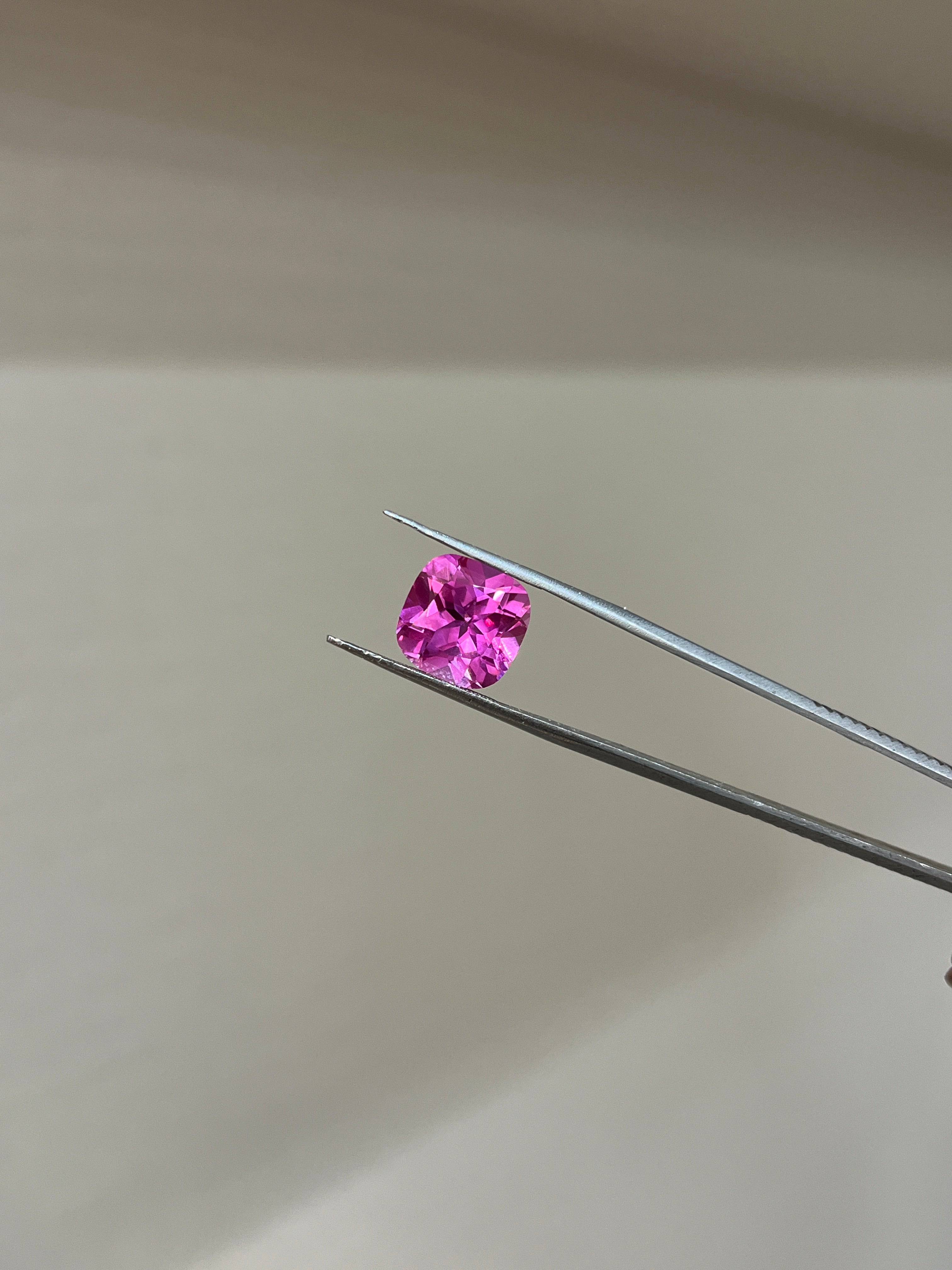 Lab Grown Pink sapphire Cusion Shape 5.68ct | Exquisite Gemstones - Fiona Diamonds - Fiona Diamonds