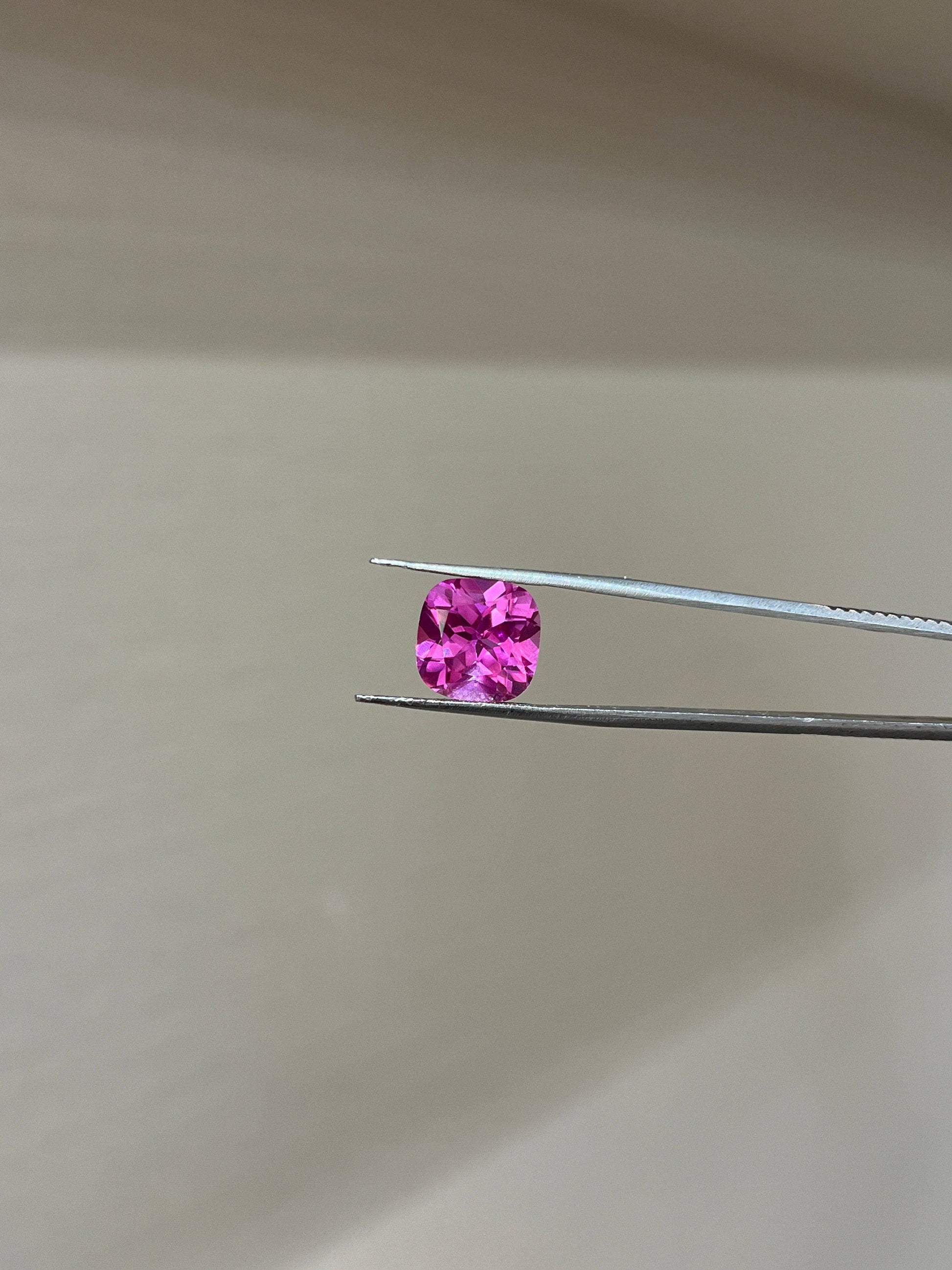 Lab Grown Pink sapphire Cusion Shape 5.68ct | Exquisite Gemstones - Fiona Diamonds - Fiona Diamonds