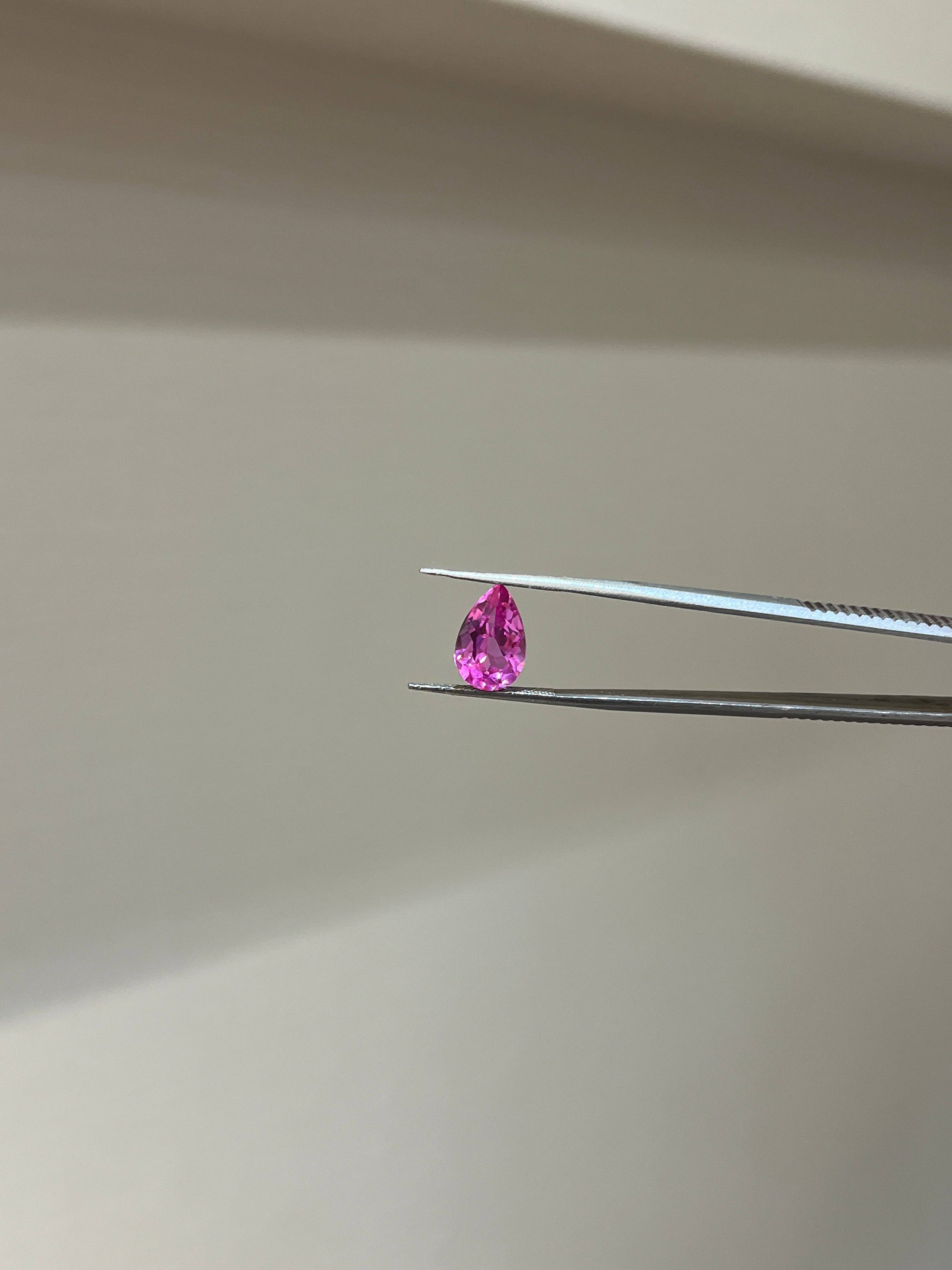 Lab Grown Pink sapphire Pear Shape 4.3ct | Exquisite Gemstones - Fiona Diamonds - Fiona Diamonds