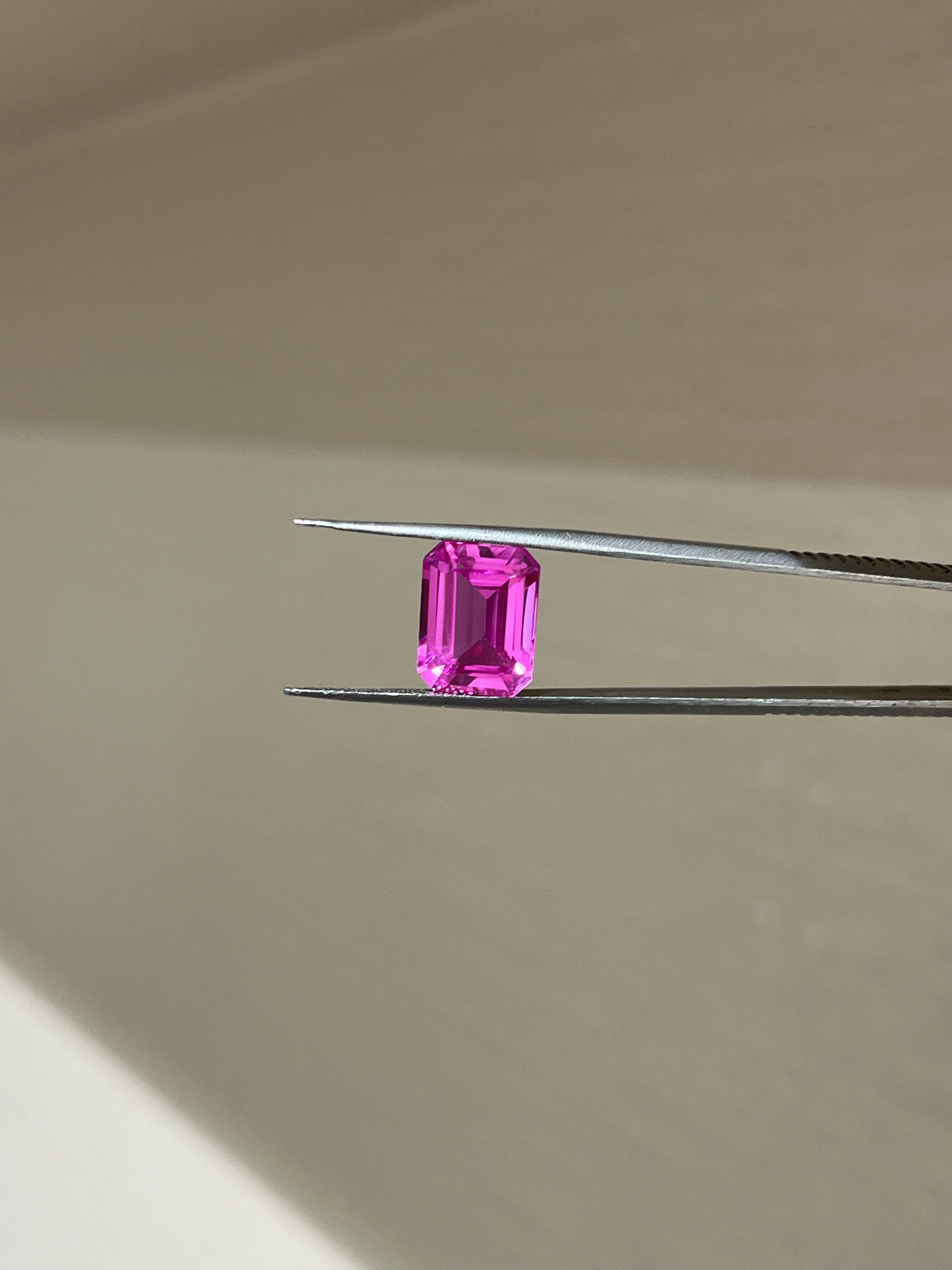 Lab Grown Pink sapphire Emerald Shape 9.96ct | Exquisite Gemstones - Fiona Diamonds - Fiona Diamonds