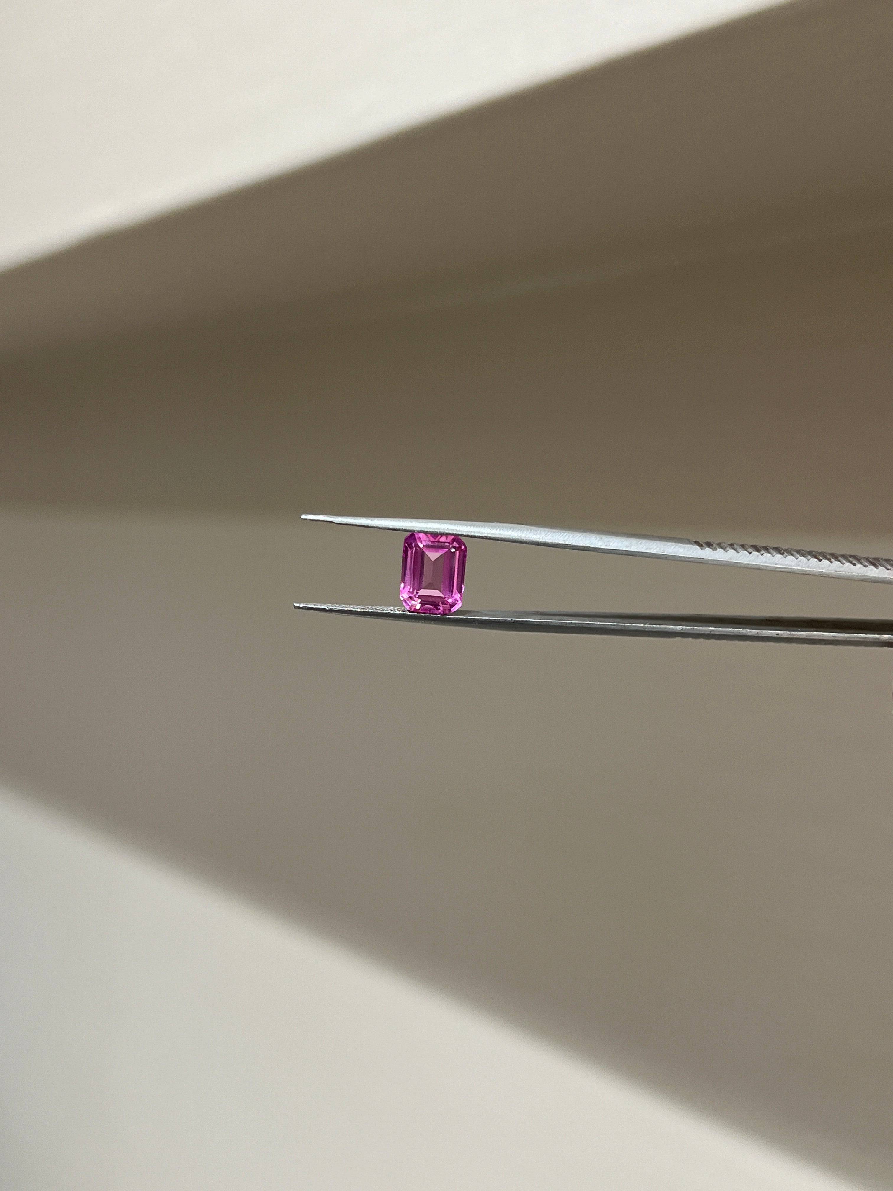 Lab Grown Pink sapphire Emerald Shape 3.12ct | Exquisite Gemstones - Fiona Diamonds - Fiona Diamonds