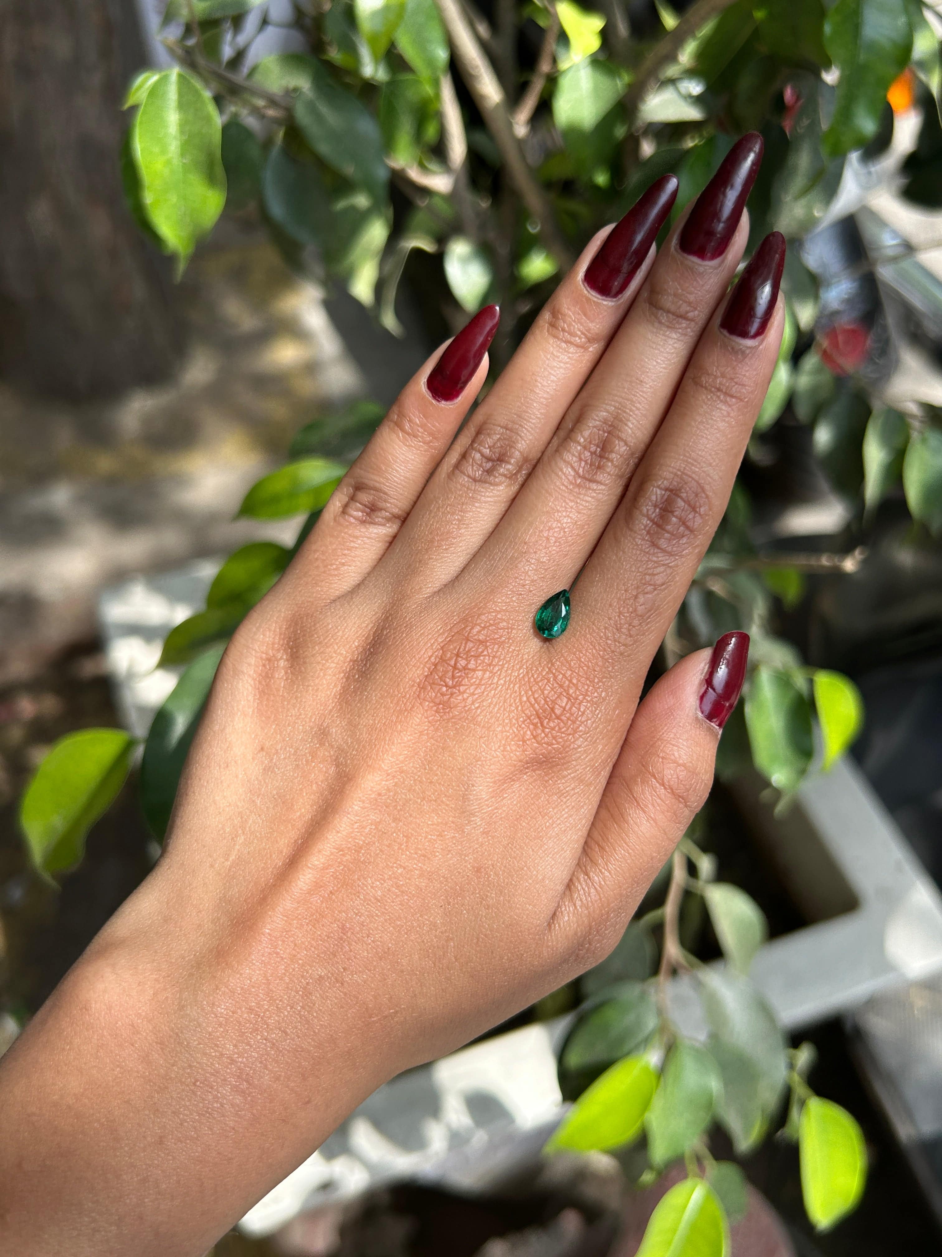 Lab Grown Zambian Emerald Pear Shape 0.88ct | Exquisite Gemstones - Fiona Diamonds - Fiona Diamonds