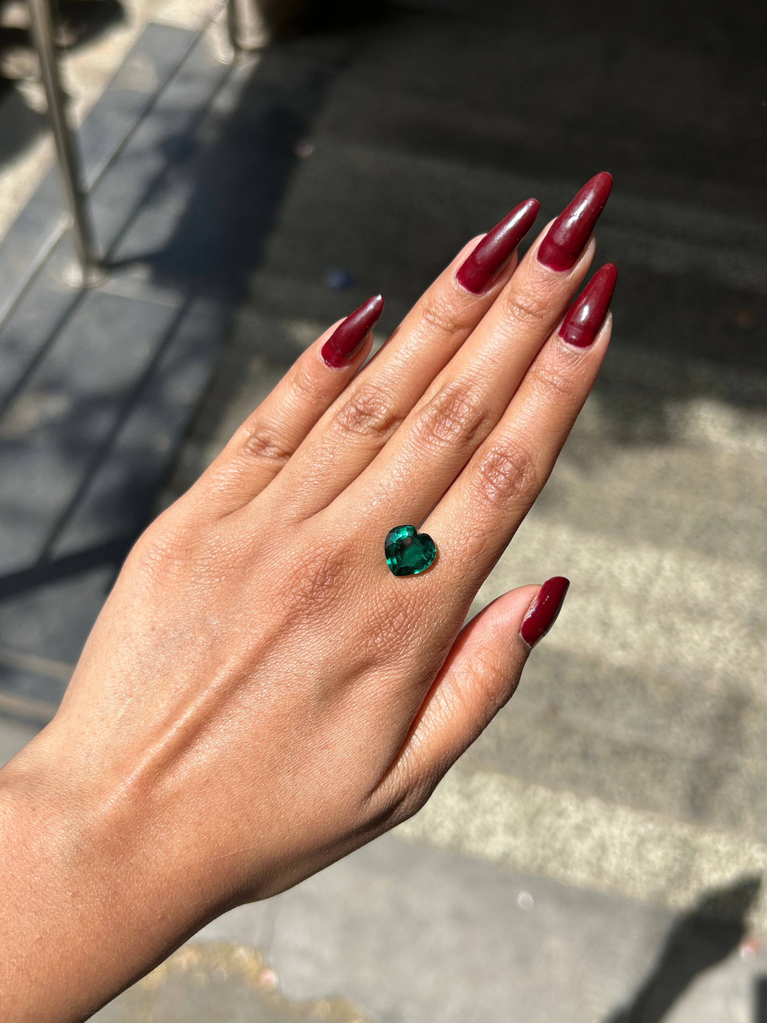 Lab Grown Zambian Emerald Heart Shape 2.91ct | Exquisite Gemstones - Fiona Diamonds - Fiona Diamonds