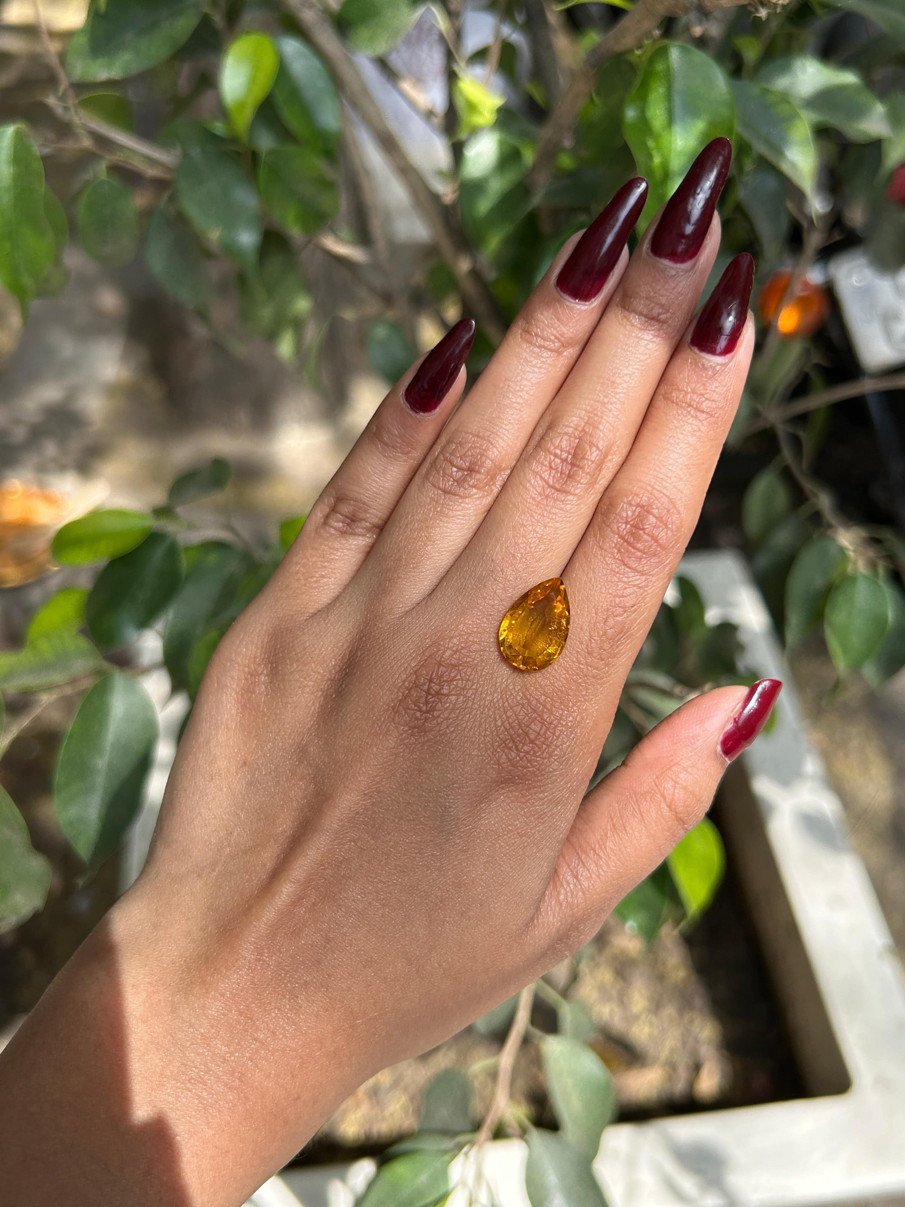 Lab Grown Yellow sapphire Pear Shape 7.42ct | Exquisite Gemstones - Fiona Diamonds - Fiona Diamonds