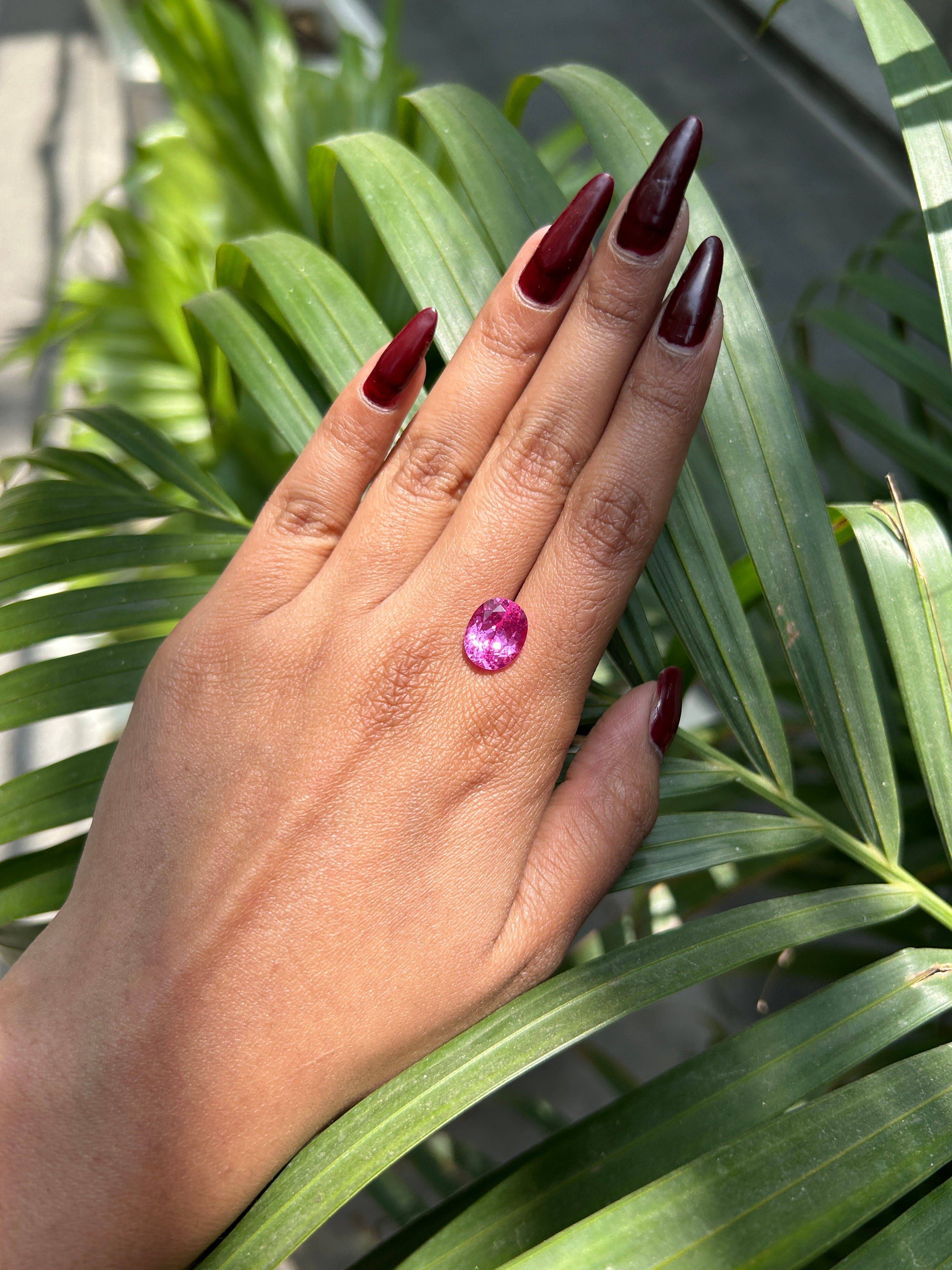 Lab Grown Pink sapphire Oval Shape 5.16ct | Exquisite Gemstones - Fiona Diamonds - Fiona Diamonds