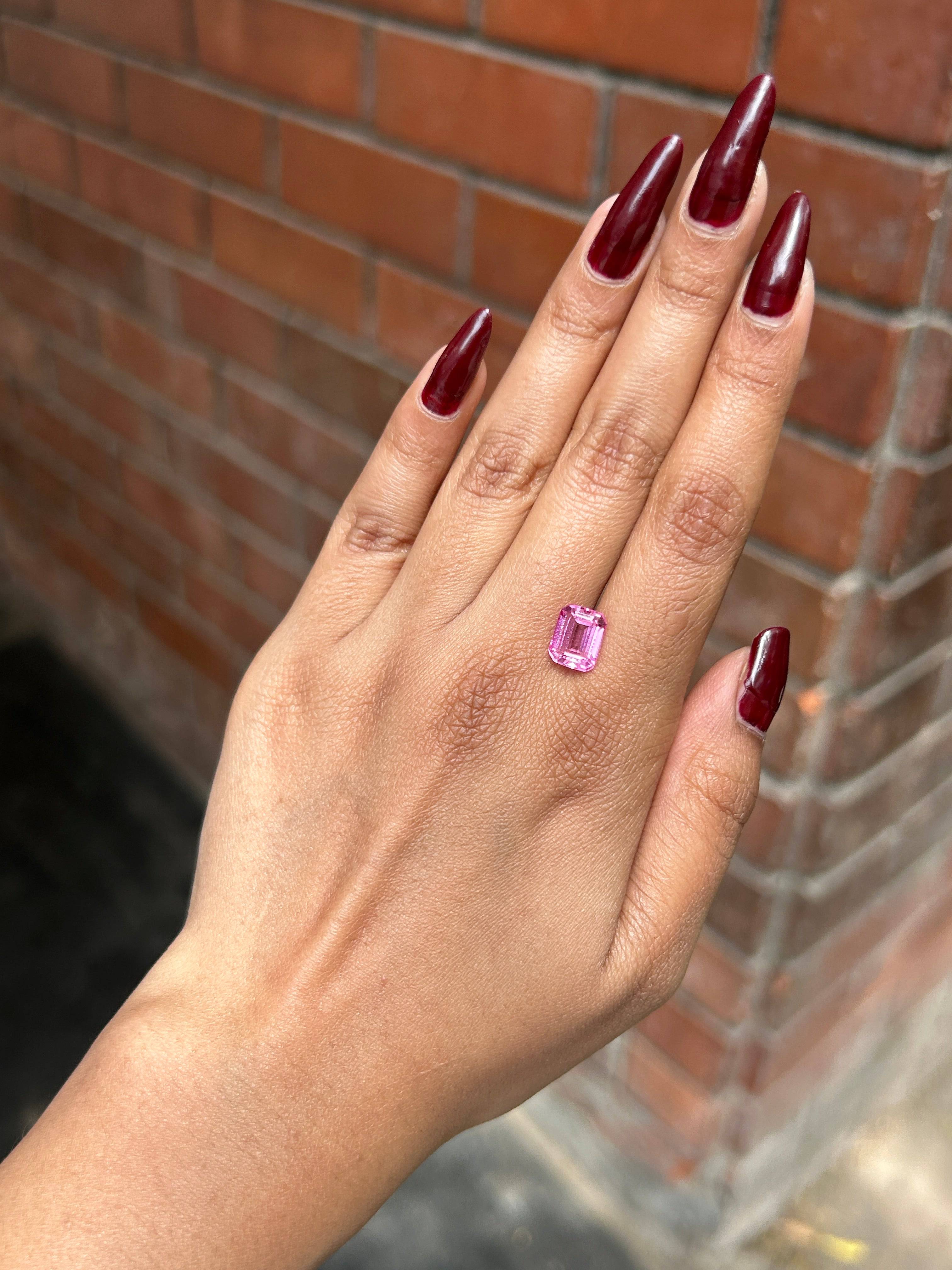Lab Grown Pink sapphire Emerald Shape 3.12ct | Exquisite Gemstones - Fiona Diamonds - Fiona Diamonds