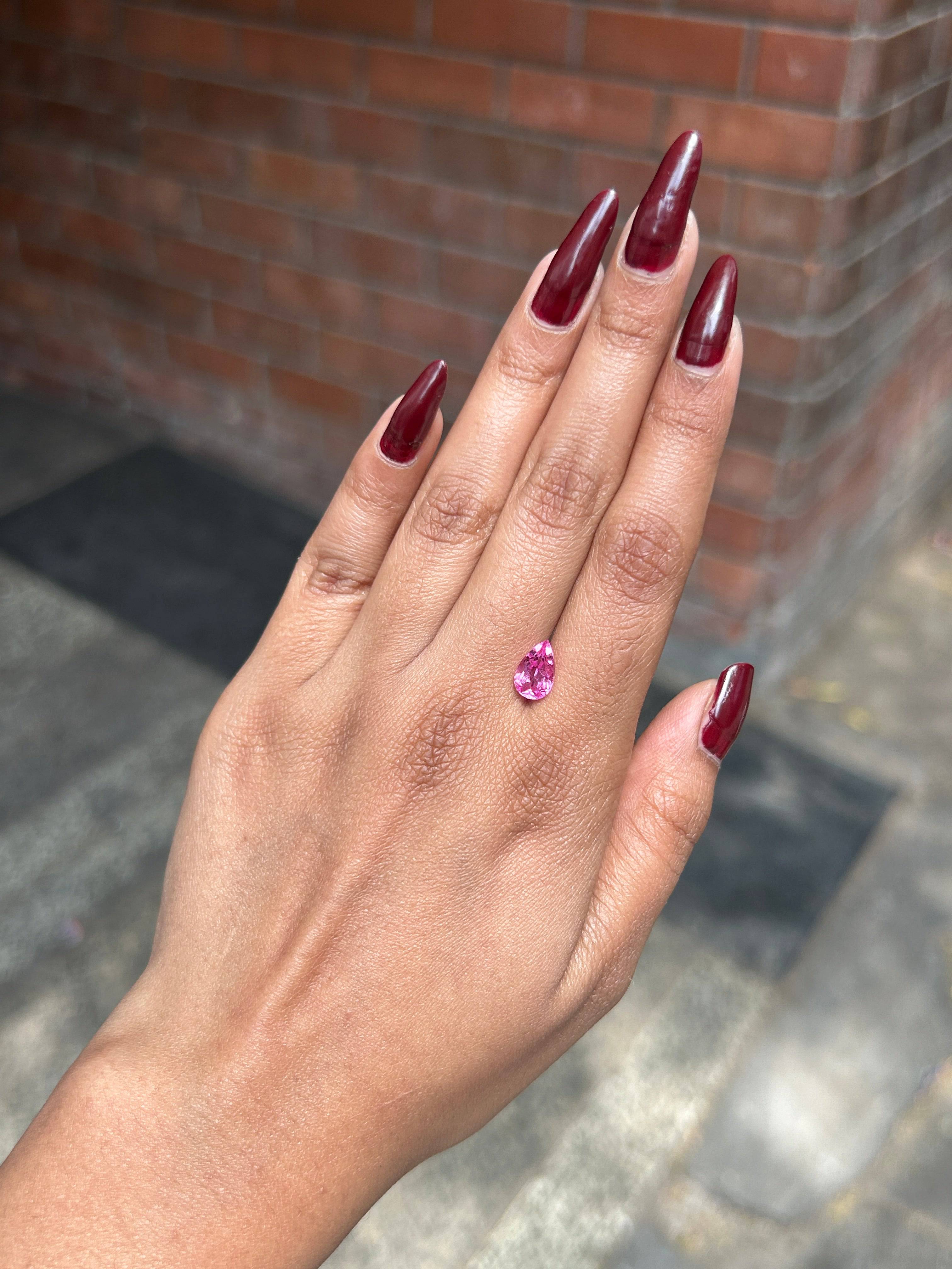 Lab Grown Pink sapphire Pear Shape 1.82ct | Exquisite Gemstones - Fiona Diamonds - Fiona Diamonds