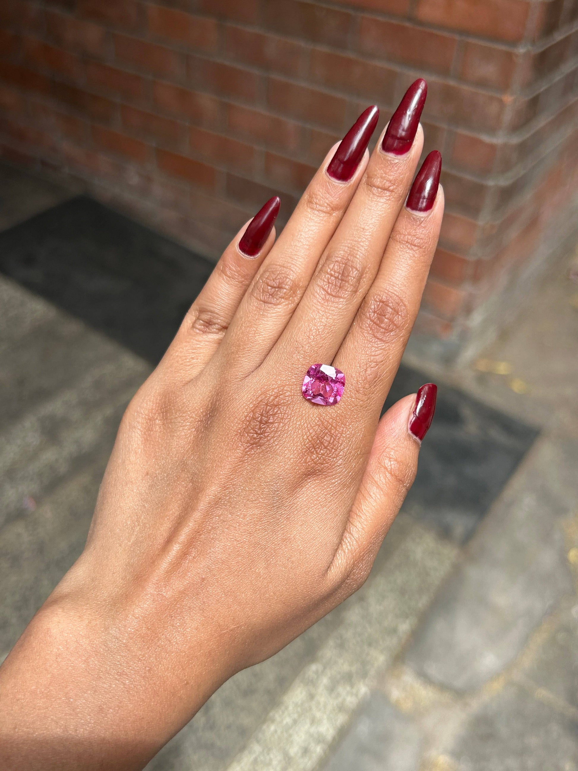 Lab Grown Pink sapphire Cushion Shape 5.68ct | Exquisite Gemstones - Fiona Diamonds - Fiona Diamonds