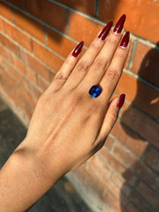 Lab Grown deep blue sapphire cushion Shape 6.16ct | Exquisite Gemstones - Fiona Diamonds - Fiona Diamonds
