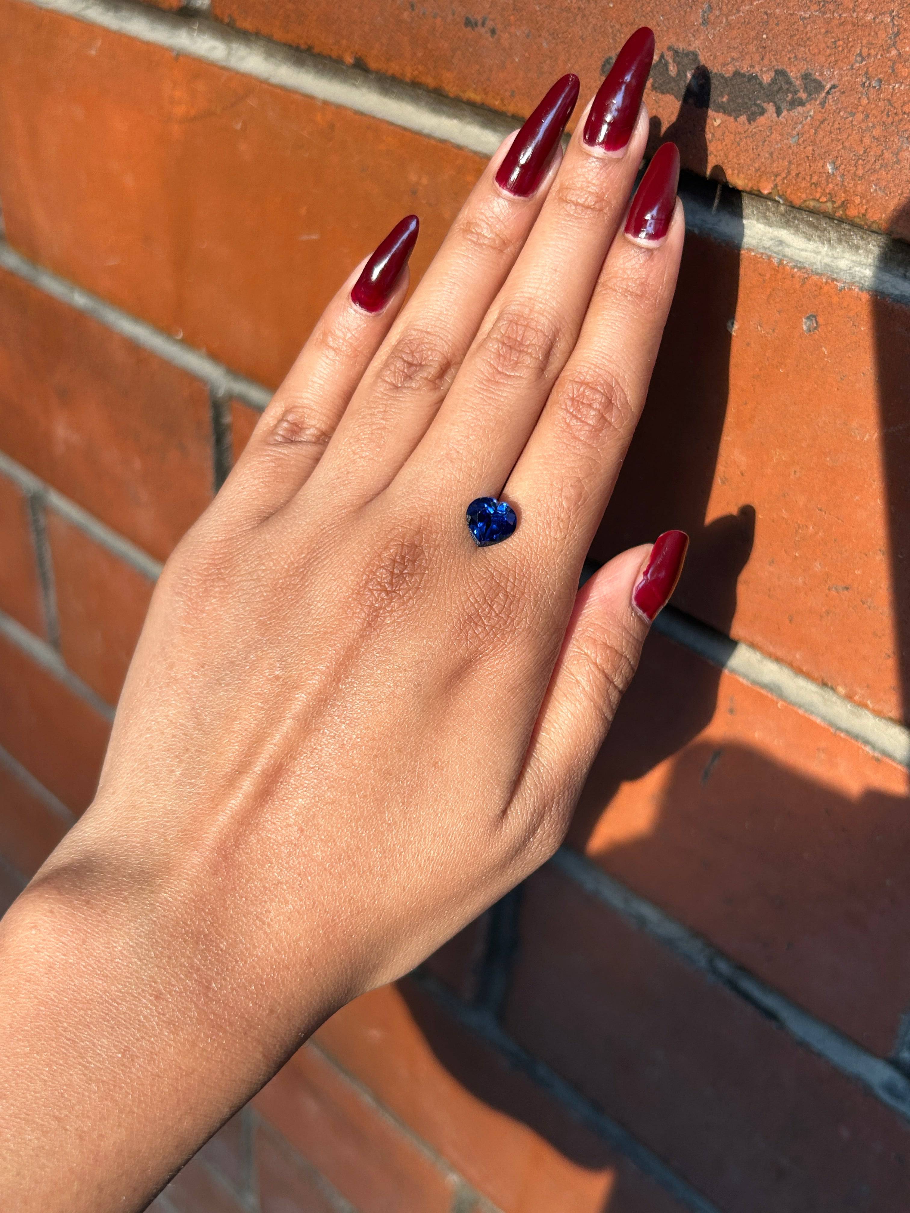 Color Lab Grown deep blue sapphire heart Shape 2.62ct | Exquisite Gemstones - Fiona Diamonds - Fiona Diamonds