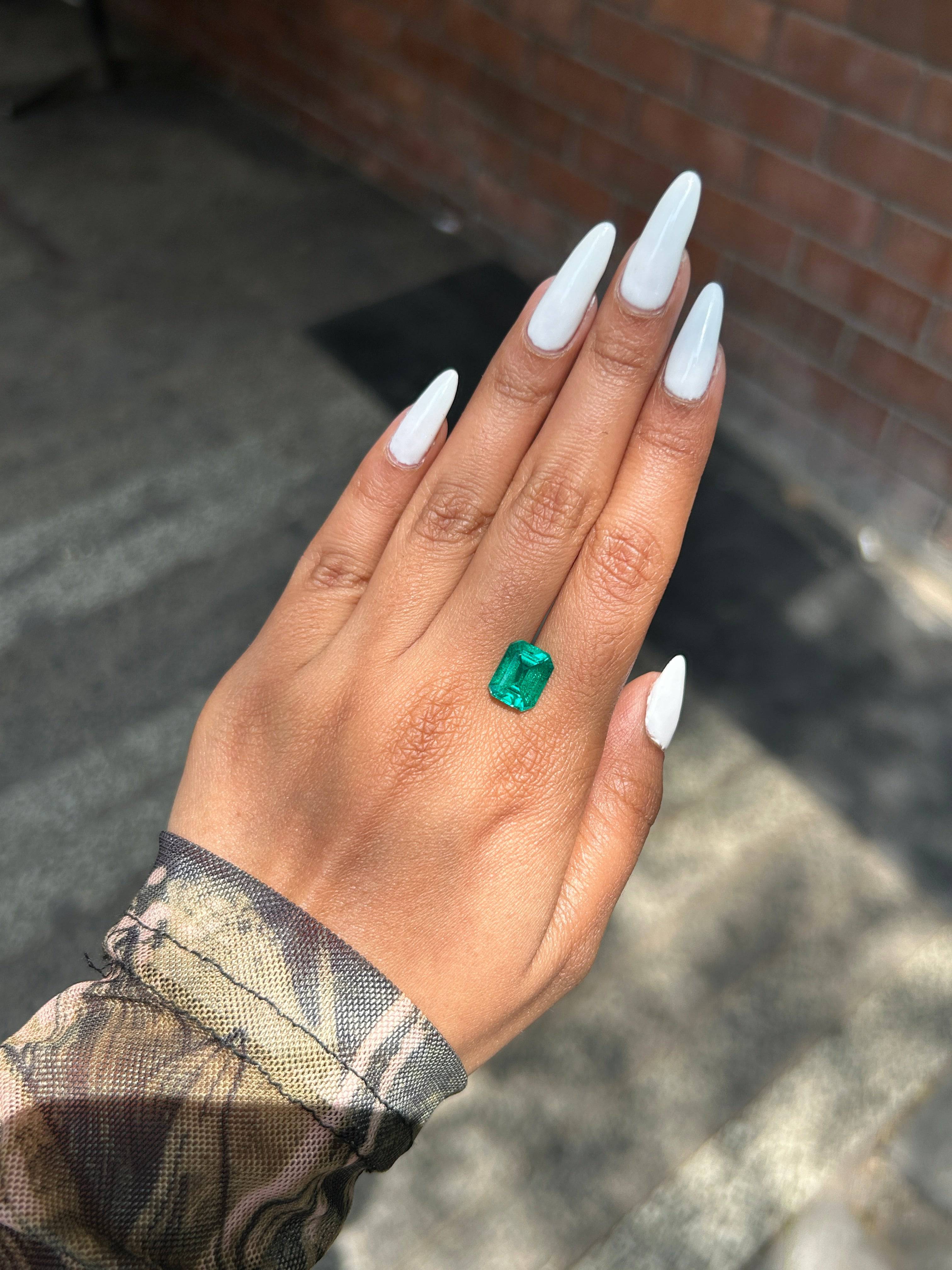 Lab Grown Colombian Emerald Emerald Shape 3.33ct | Exquisite Gemstones - Fiona Diamonds - Fiona Diamonds