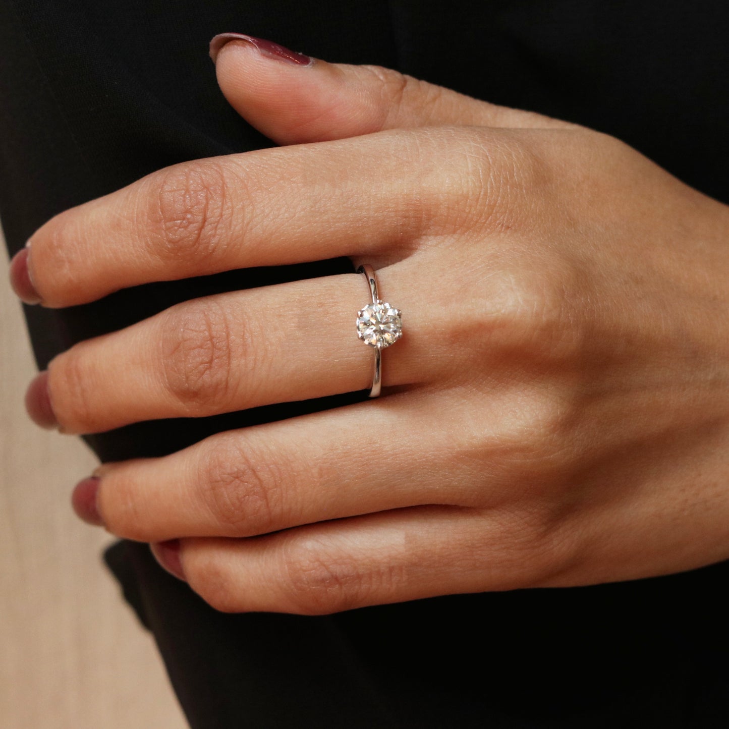 1 Carat Round Diamond Sapphire Accent Ring | Barkev's