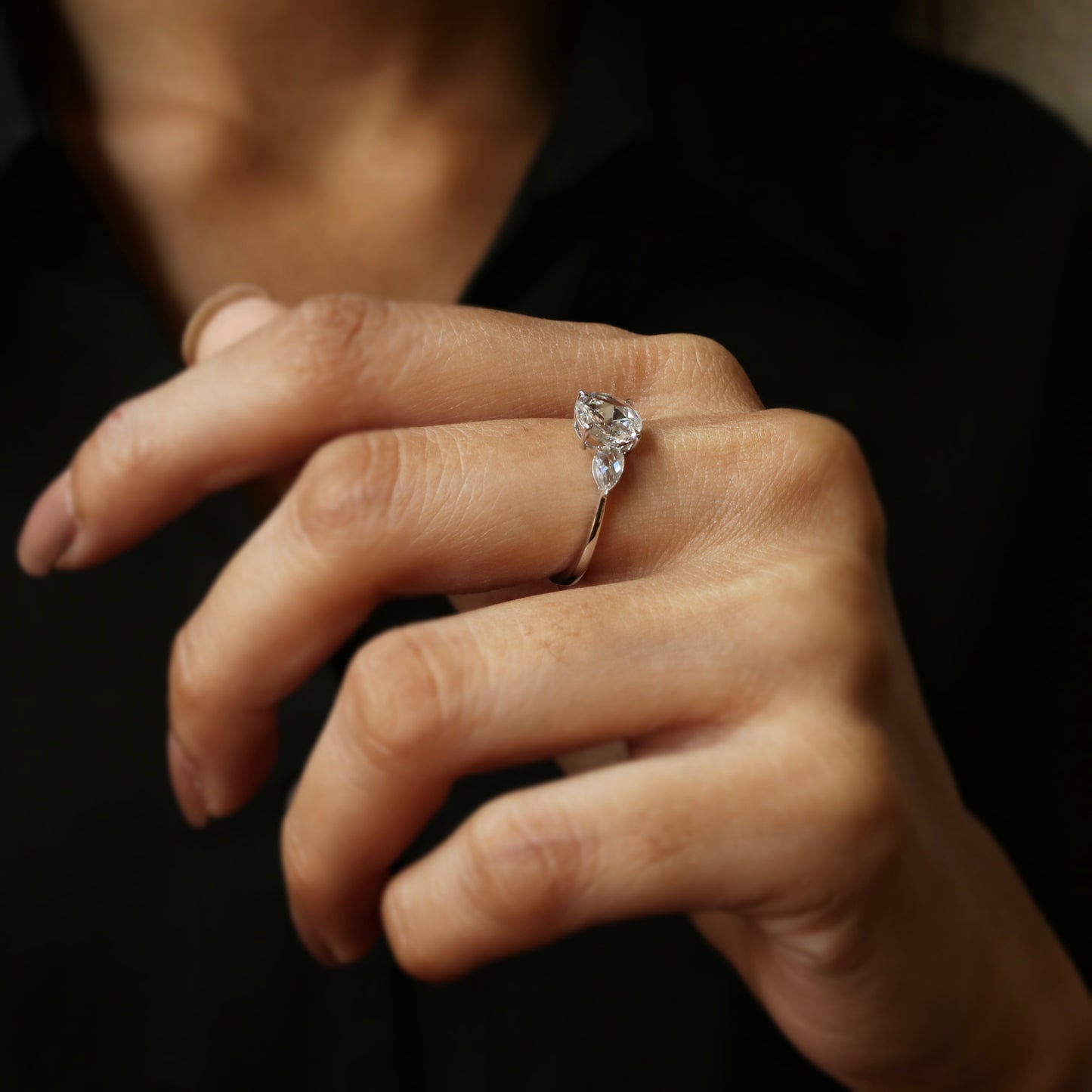 Fluxor Three Stone Lab Diamond Ring - Fiona Diamonds - Fiona Diamonds