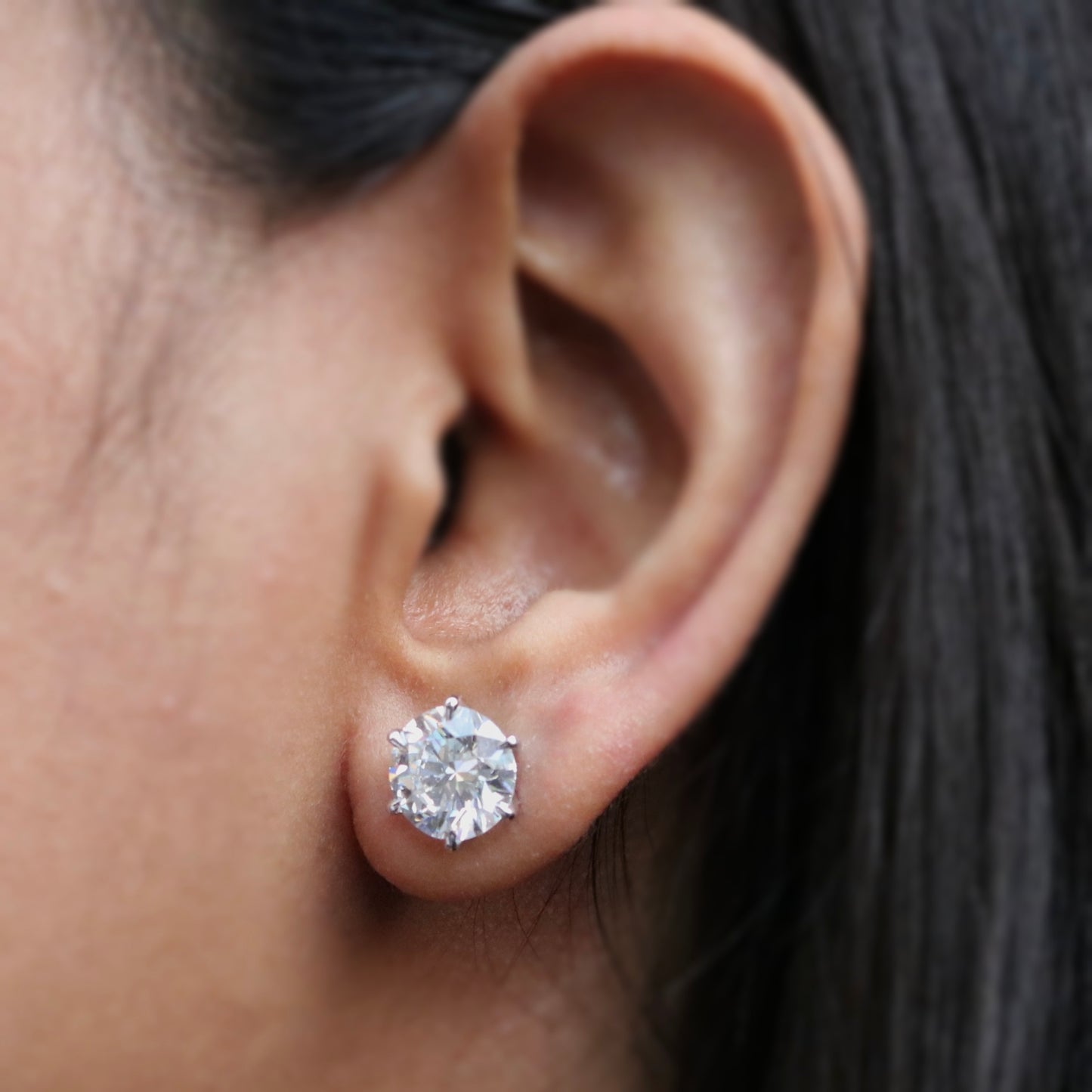 Ethorise 3ct Round Lab Diamond Earring - Fiona Diamonds - Fiona Diamonds