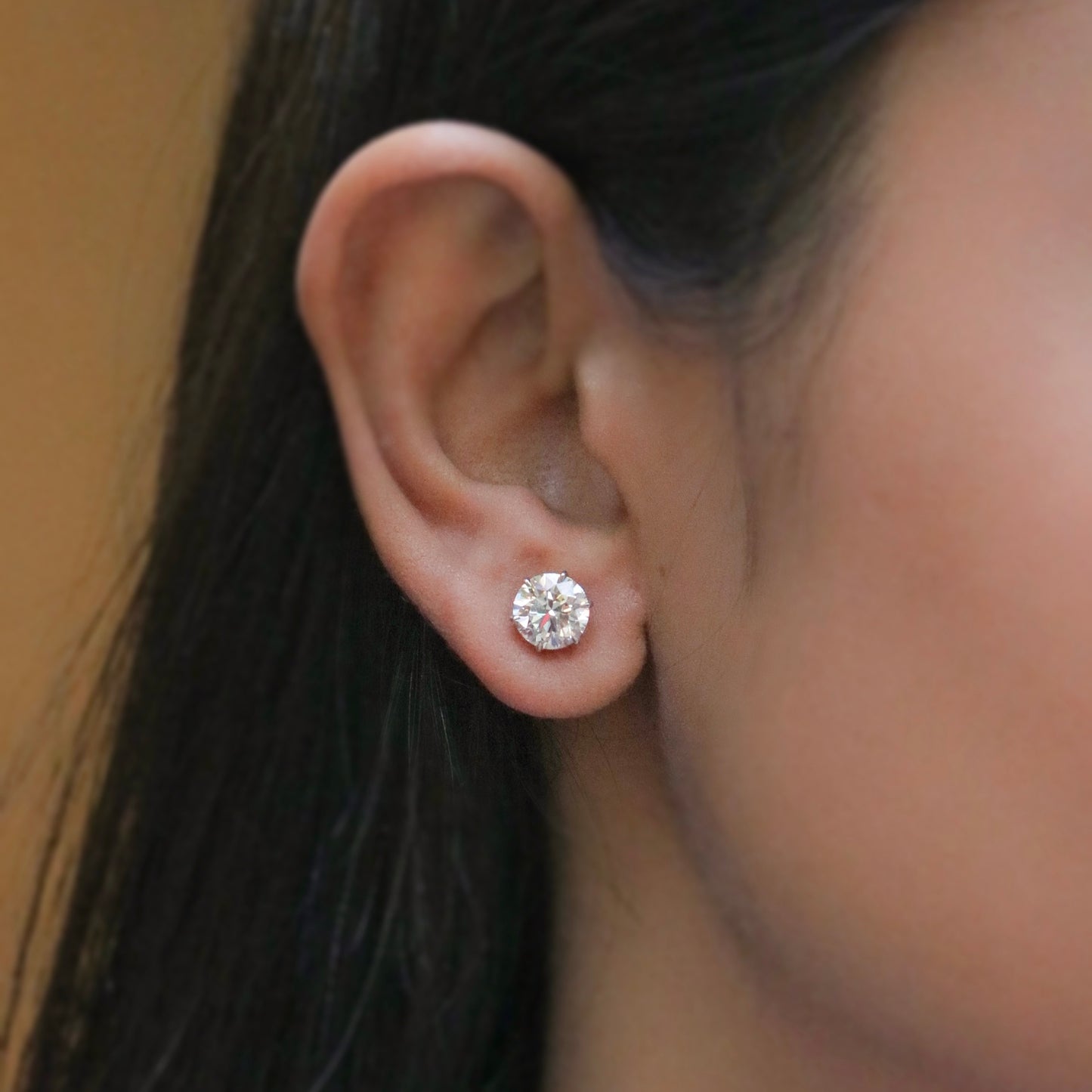 Helitron 1ct Round  Lab Diamond Earring - Fiona Diamonds - Fiona Diamonds