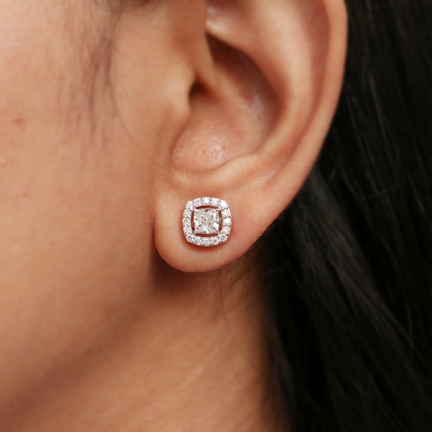 Novolux 0.52ct Cushion Lab Diamond Earring - Fiona Diamonds - Fiona Diamonds