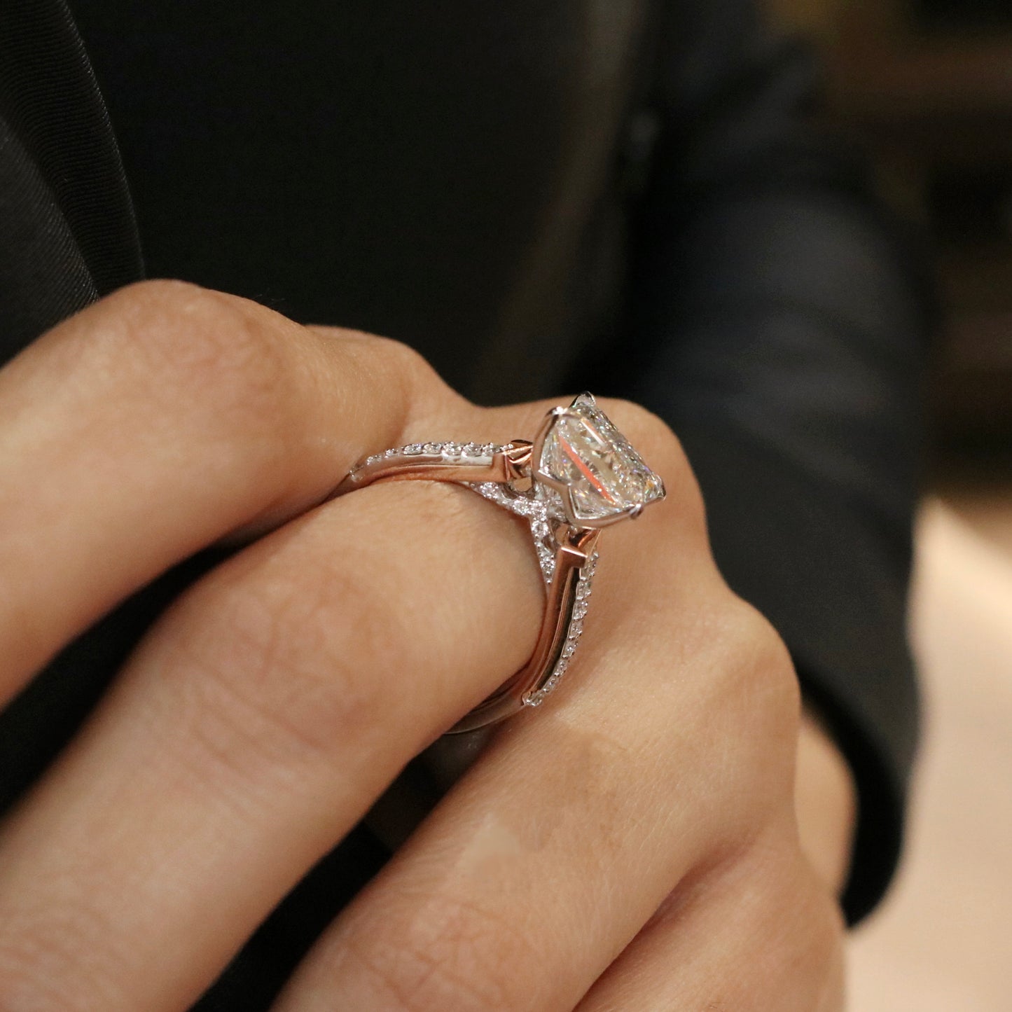 Load image into Gallery viewer, Zenara 4ct Princess Lab Diamond Ring - Fiona Diamonds - Fiona Diamonds

