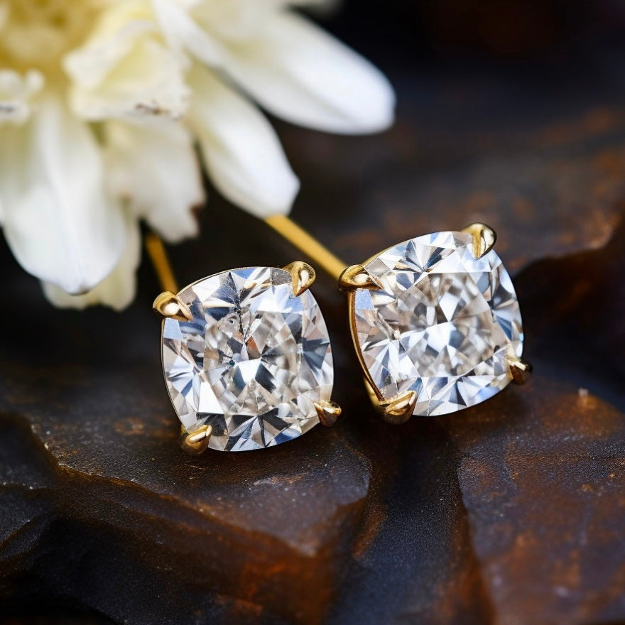 2.5ct Cushion Lab Diamond Earring - Fiona Diamonds - Fiona Diamonds