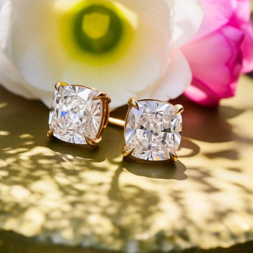 1.5ct Cushion Halo Lab Diamond Earring - Fiona Diamonds - Fiona Diamonds