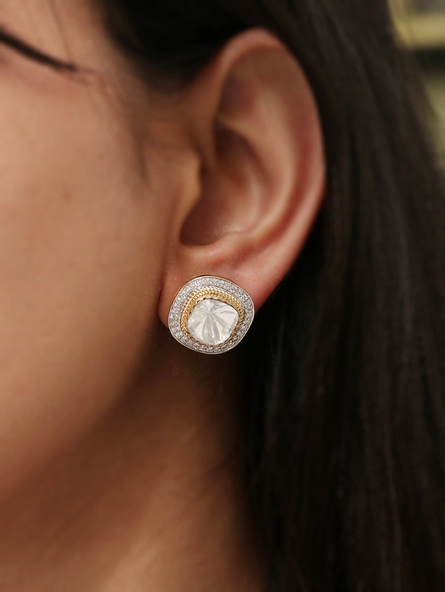 Arvind Polki Lab Diamond Earrings - Fiona Diamonds - Fiona Diamonds