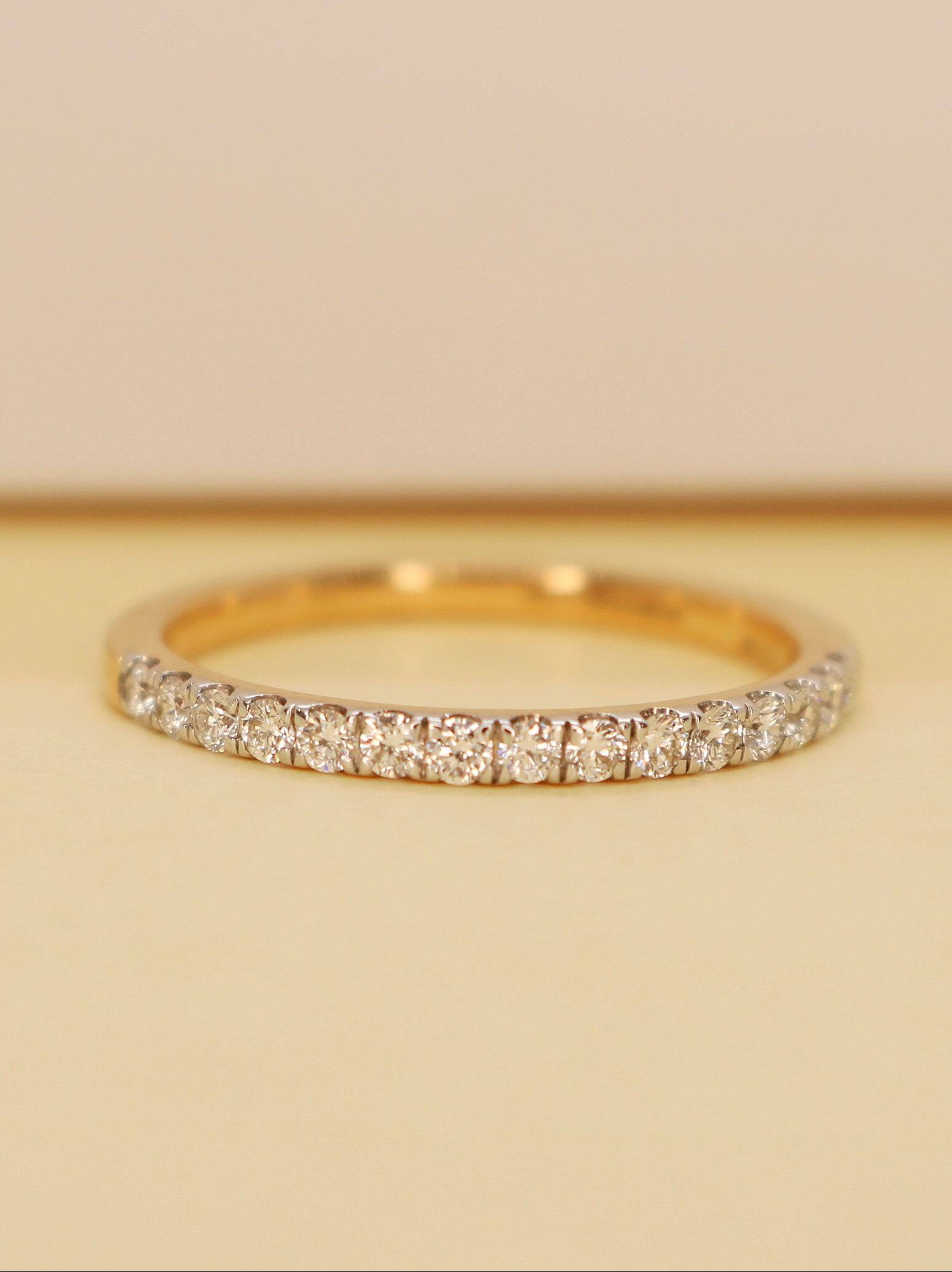 Side view of Ansan Round Lab Diamond Eternity Ring in 18K Yellow Gold - Fiona Diamonds