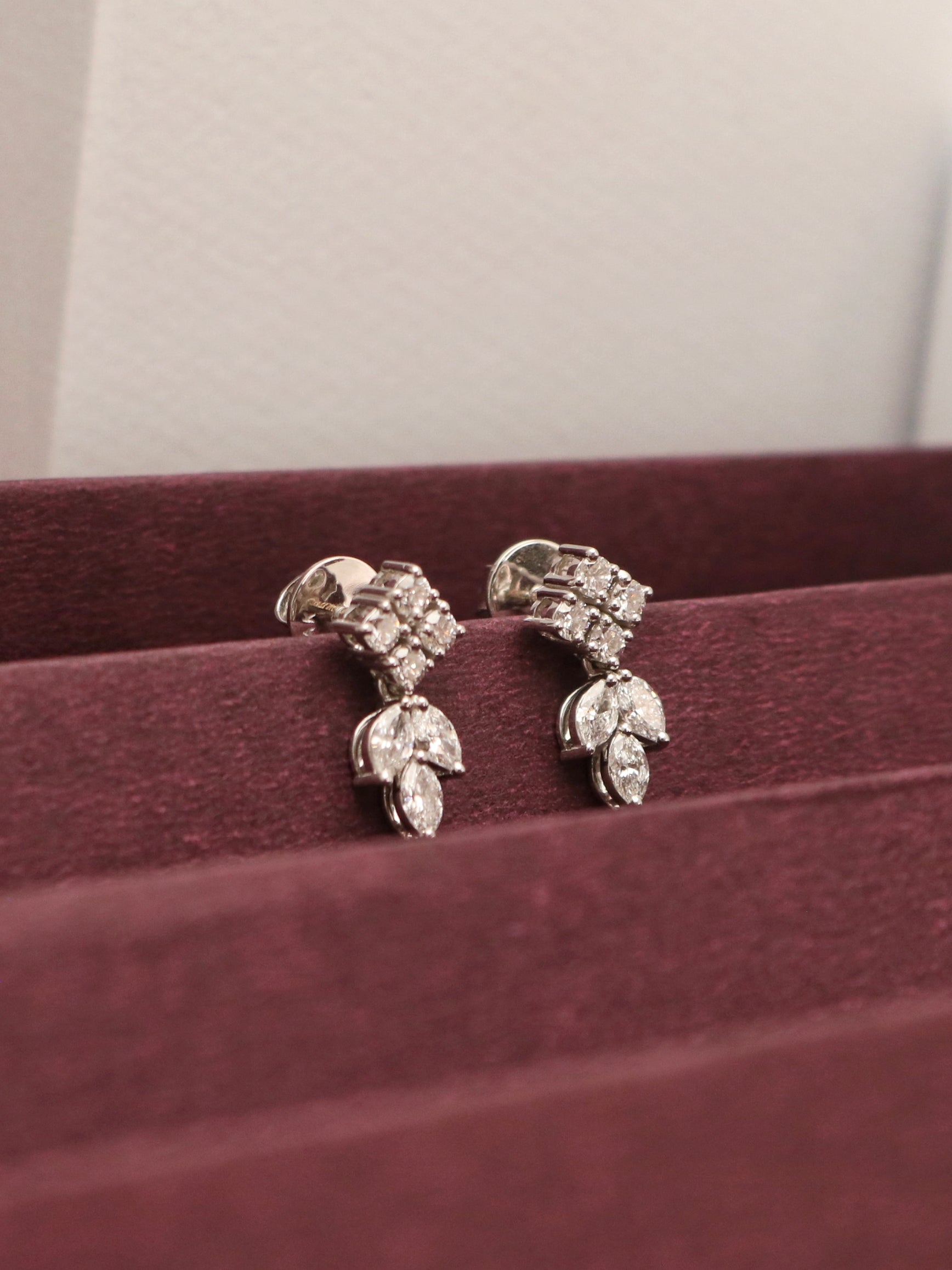 Marquise Lab Diamond Earring - Andromeda in 14K White Gold by Fiona Diamonds