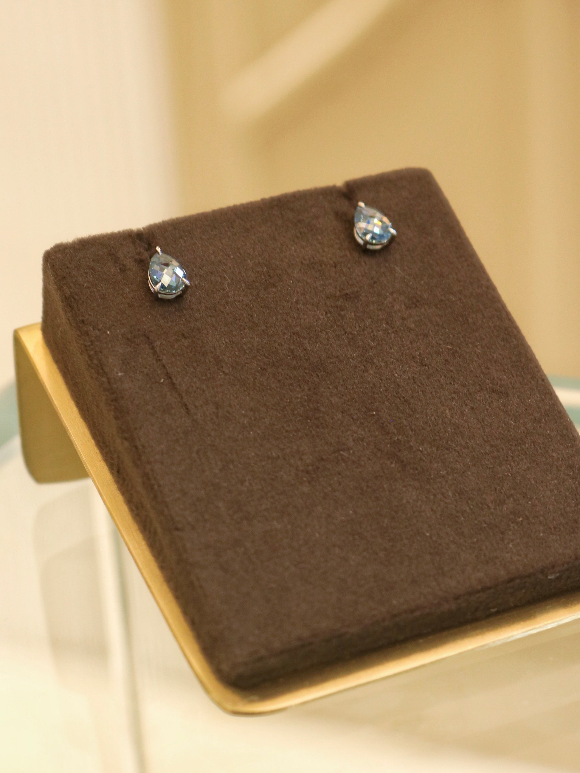 Fiona Diamonds Belisca 48 Pointer Rosecut Lab Diamond Stud Earrings in 14K White Gold on ear