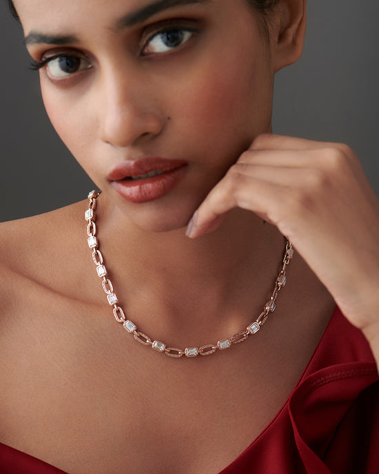 Aleena Emerald Lab Diamond Necklace - Fiona Diamonds - Fiona Diamonds