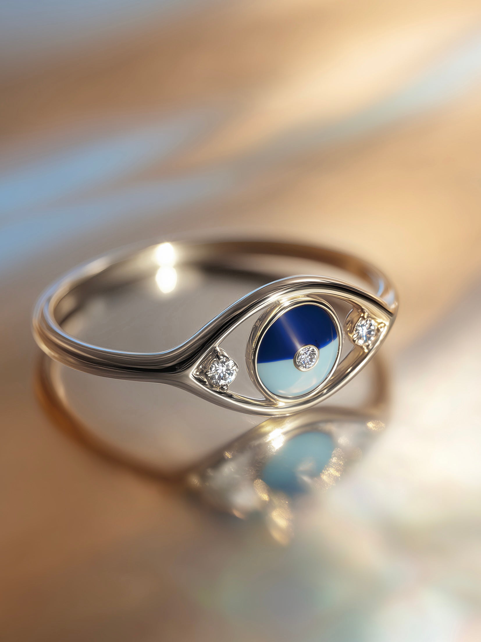 Eternal Shield Lab Diamond Evil Eye Ring - Fiona Diamonds - Fiona Diamonds
