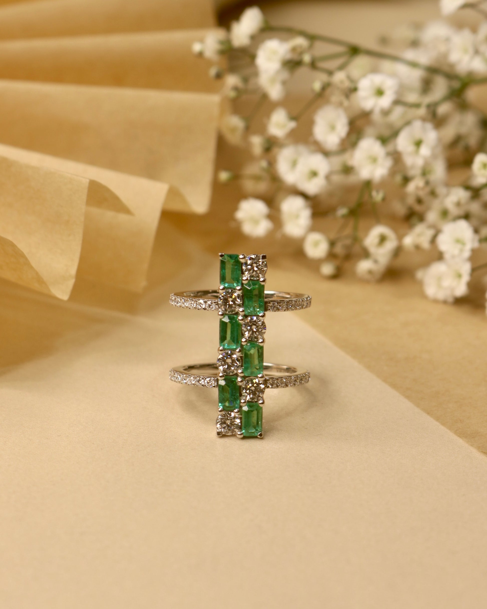 Round Lab Diamond Cocktail Ring in 14K White Gold - Brylithia by Fiona Diamonds