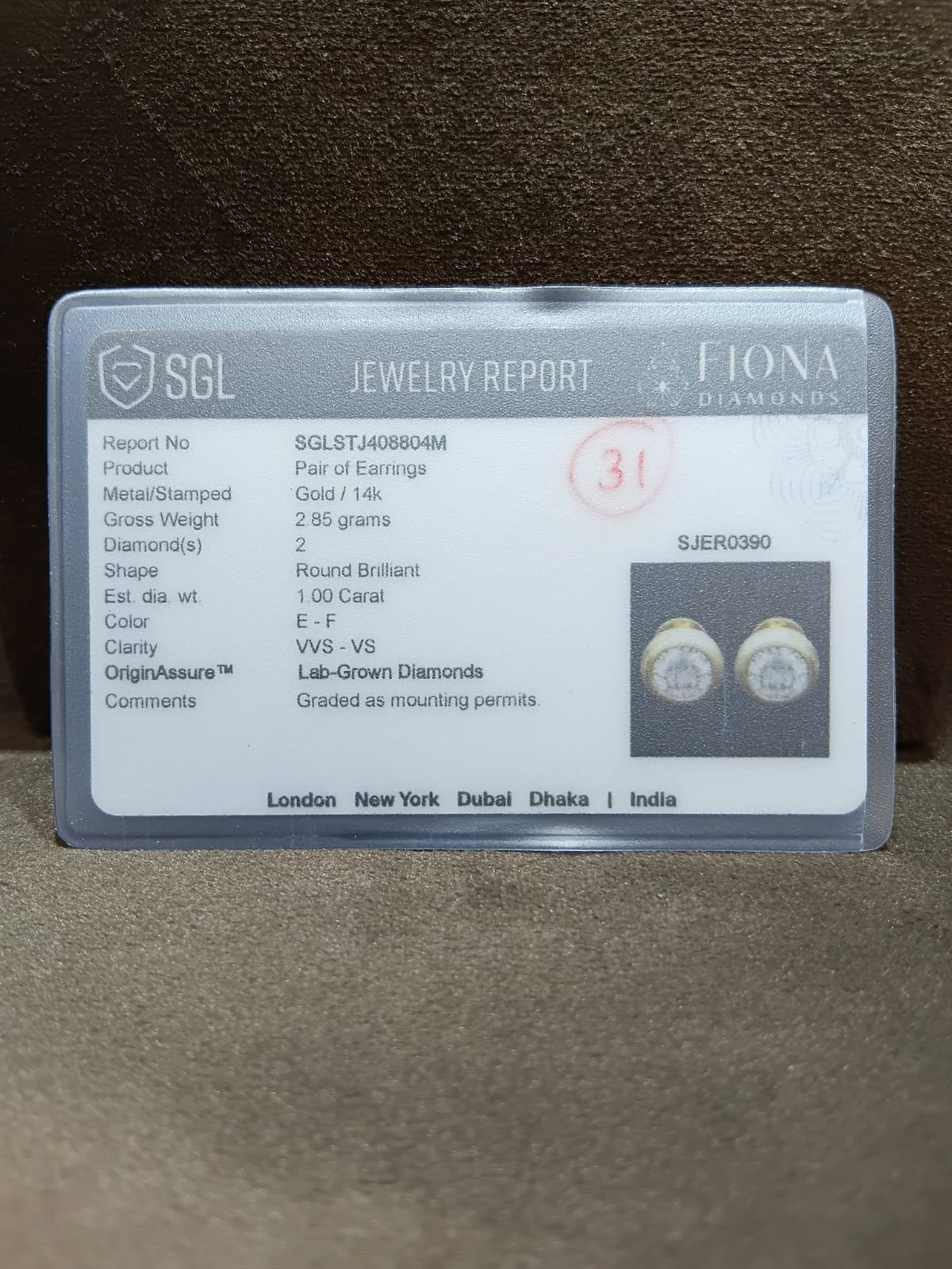 Fiona Diamonds 50 Pointer Round Round Lab Diamond Stud Earrings in 14K Yellow Gold on ear