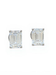 2ct Emerald Emerald Lab Diamond Classic Solitaire Stud Earrings in 18K White Gold by Fiona Diamonds
