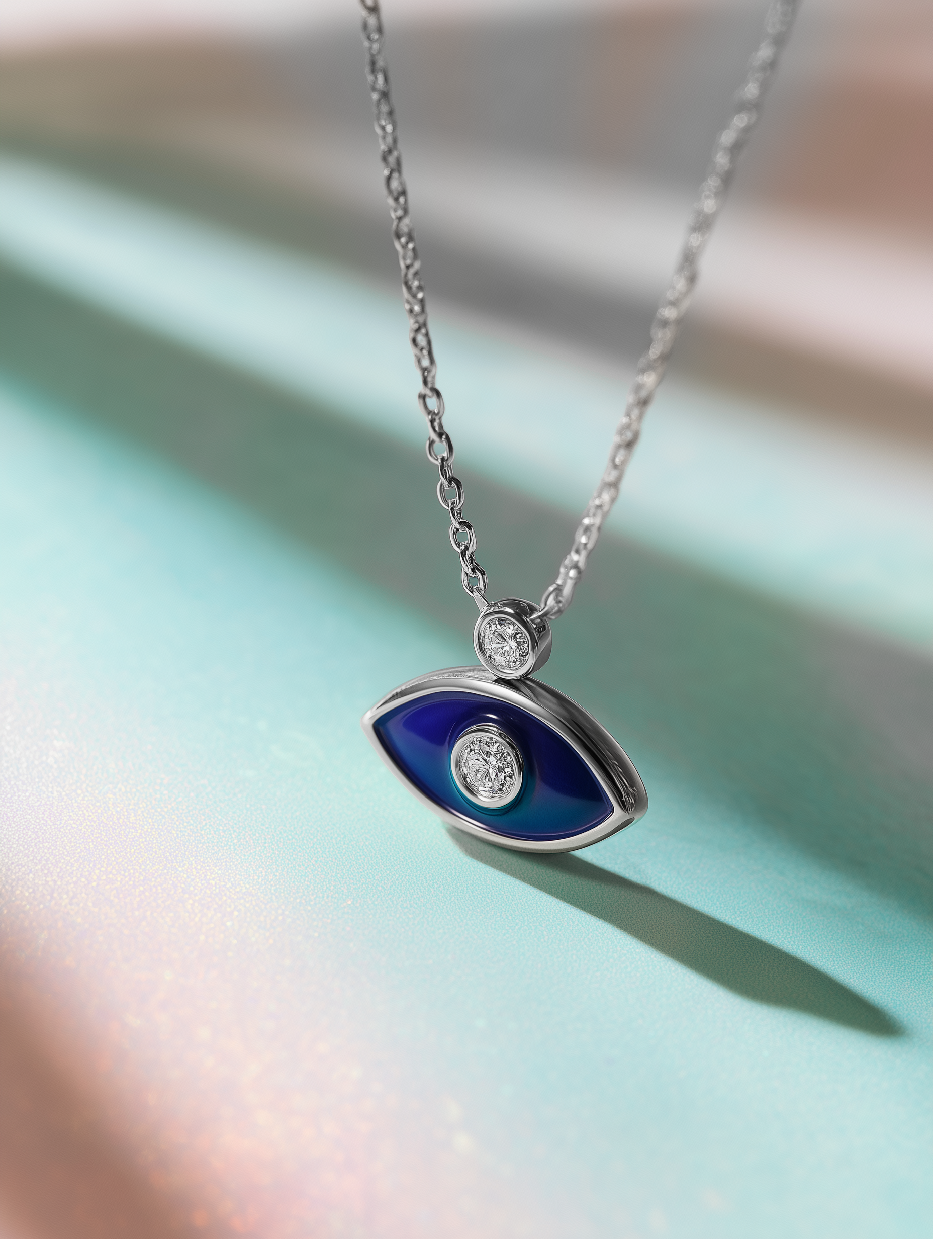Luminous Shield Lab Diamond Evil Eye Pendant - Fiona Diamonds - Fiona Diamonds