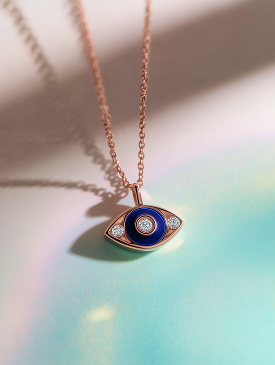 Divine Aura Lab Diamond Evil Eye Pendant - Fiona Diamonds - Fiona Diamonds