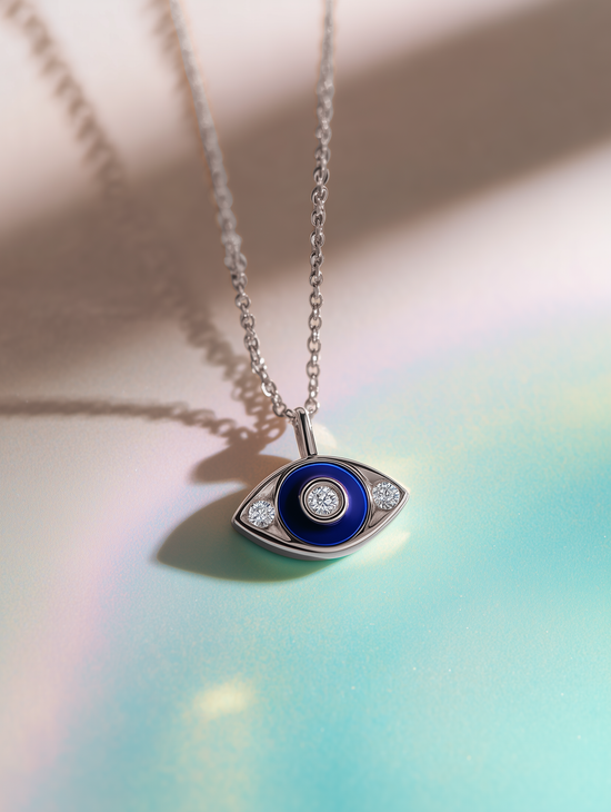 Divine Aura Lab Diamond Evil Eye Pendant - Fiona Diamonds - Fiona Diamonds