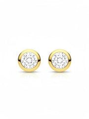 50 Pointer Round Round Lab Diamond Classic Solitaire Stud Earrings in 14K Yellow Gold by Fiona Diamonds