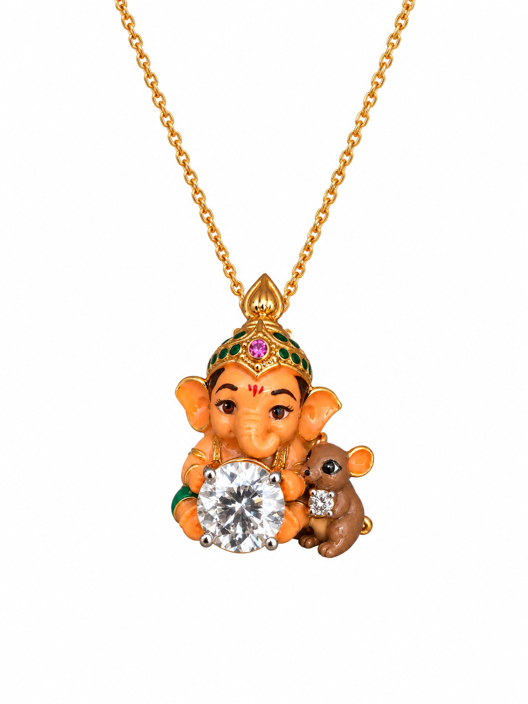Vighnaharta Mushak Lab Diamond Pendant - Fiona Diamonds - Fiona Diamonds