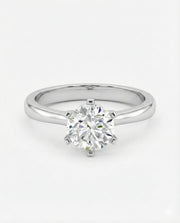 Zihan 50 Pointer Round Lab Diamond Classic Solitaire Ring in 18K White Gold by Fiona Diamonds