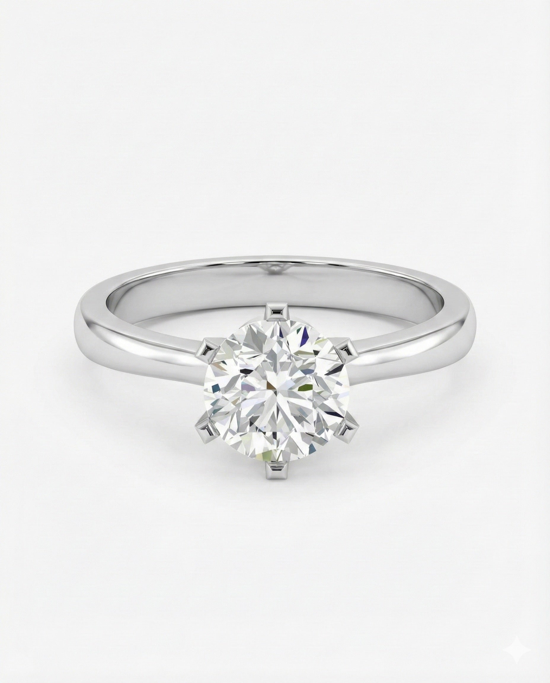Zihan 50 Pointer Round Lab Diamond Classic Solitaire Ring in 18K White Gold by Fiona Diamonds