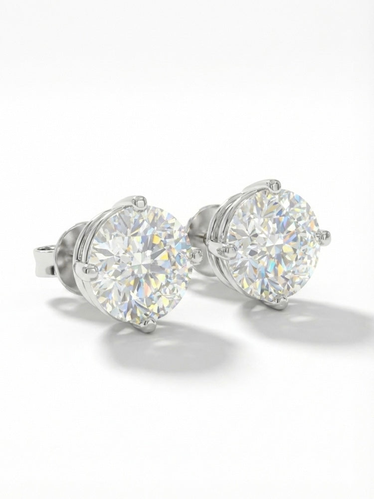Lingyi 1.53ct Round Lab Diamond Classic Solitaire Stud Earrings in 14K White Gold by Fiona Diamonds