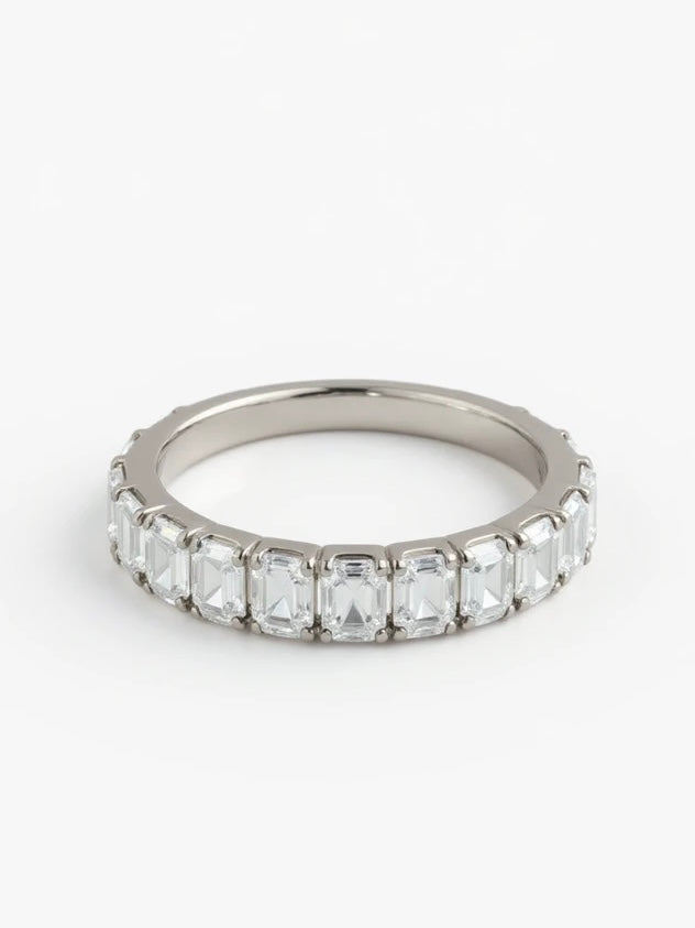 Ulivra Emerald Lab Diamond Eternity Ring in 18K White Gold by Fiona Diamonds