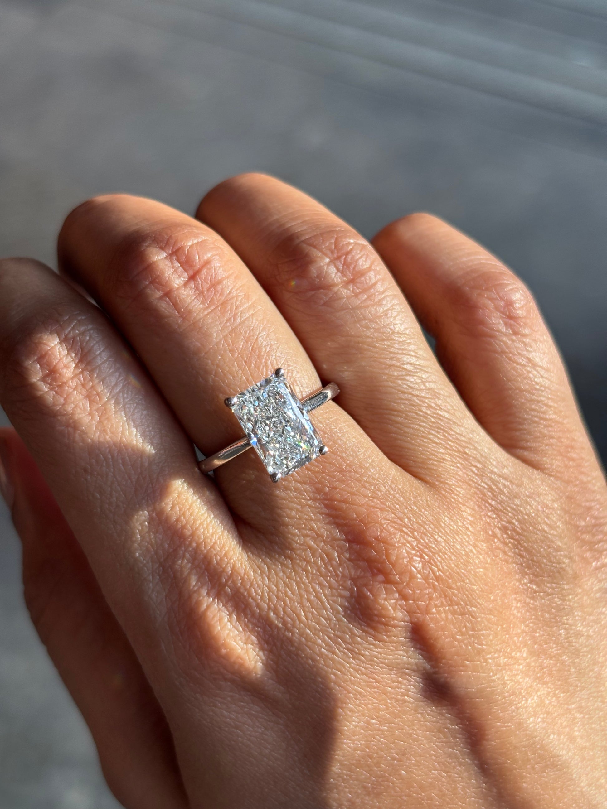 Feylissara Radiant 3ct Lab Diamond Ring – Chic & Graceful - Fiona Diamonds - Fiona Diamonds