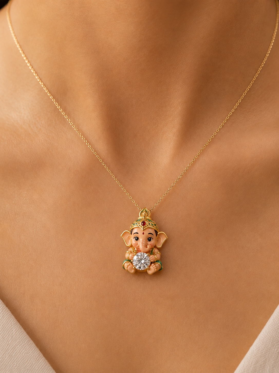 Ganesh Hug Lab Diamond Pendant