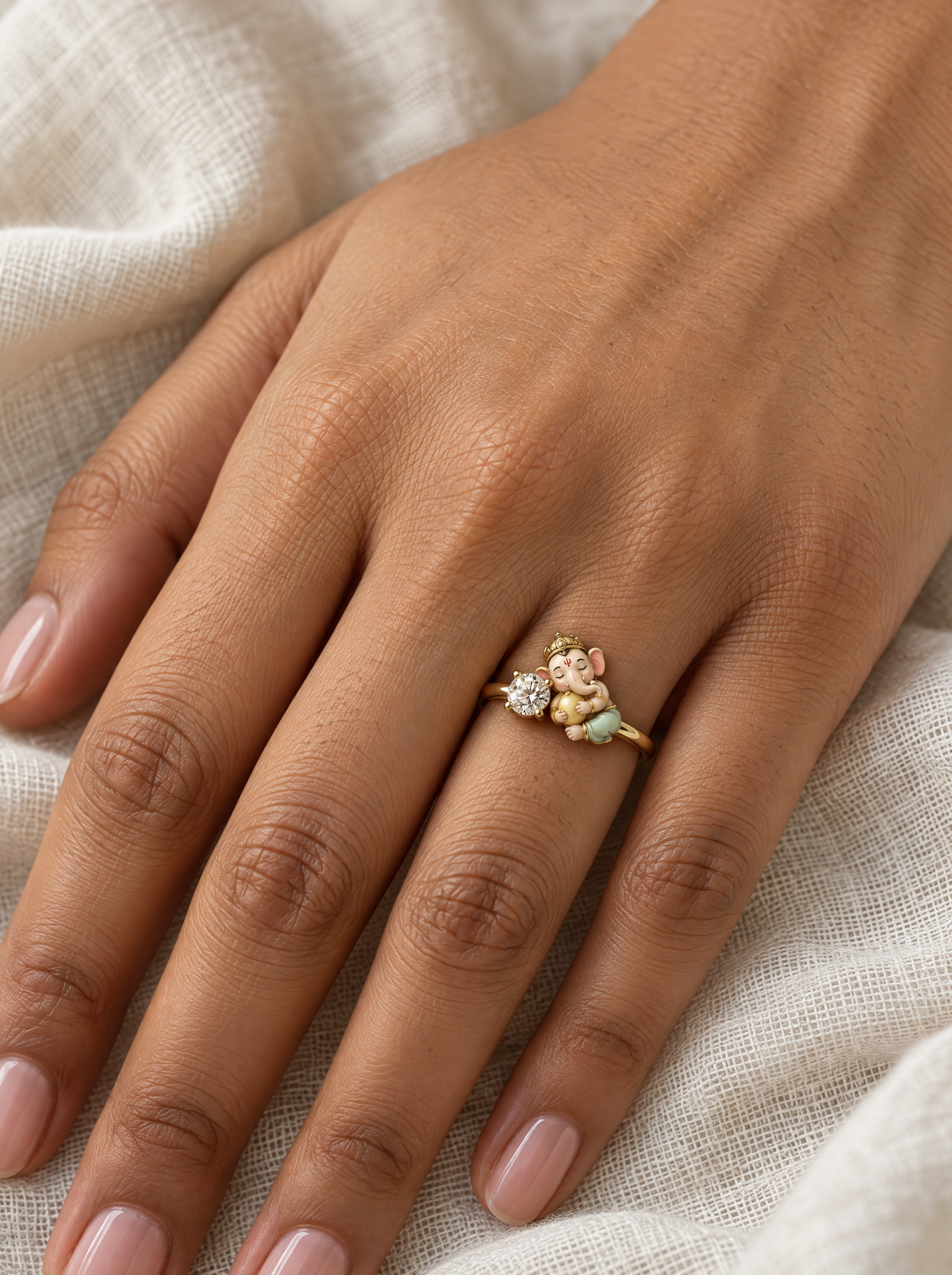 Bal Ganesha Lab Diamond Ring | Fiona Diamonds