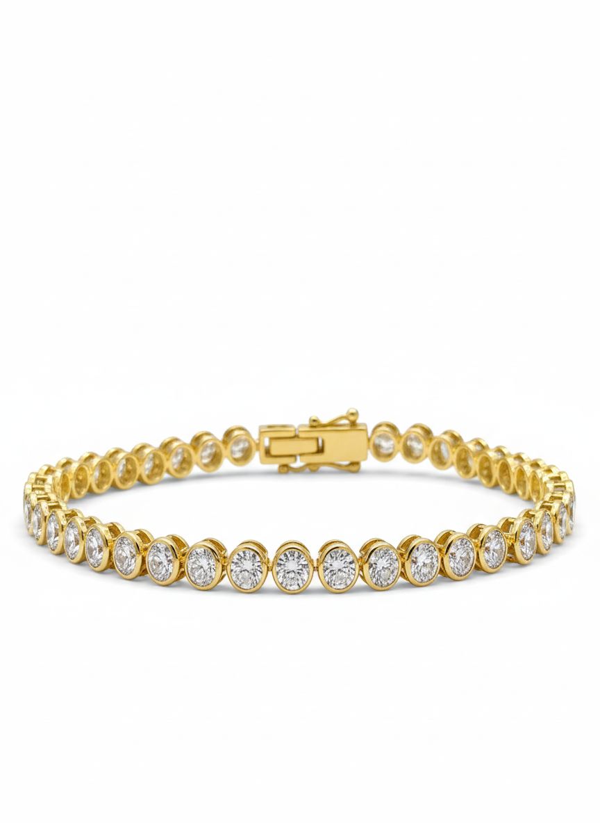 Solviera Vibe Round Lab Diamond Tennis Bracelet in 18K Yellow Gold by Fiona Diamonds