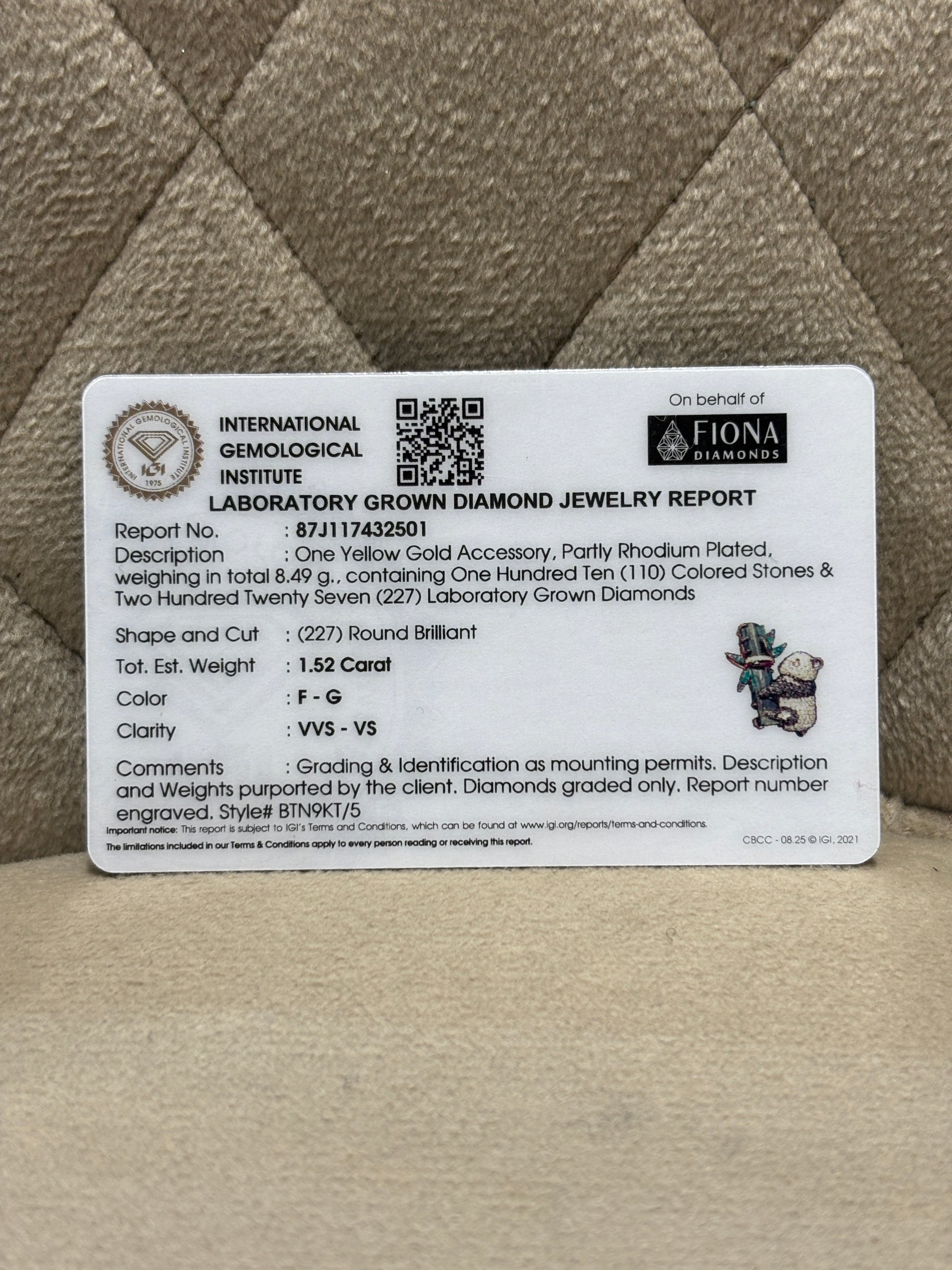 Panda Aurora Lab Diamond Brooch - Fiona Diamonds - Fiona Diamonds