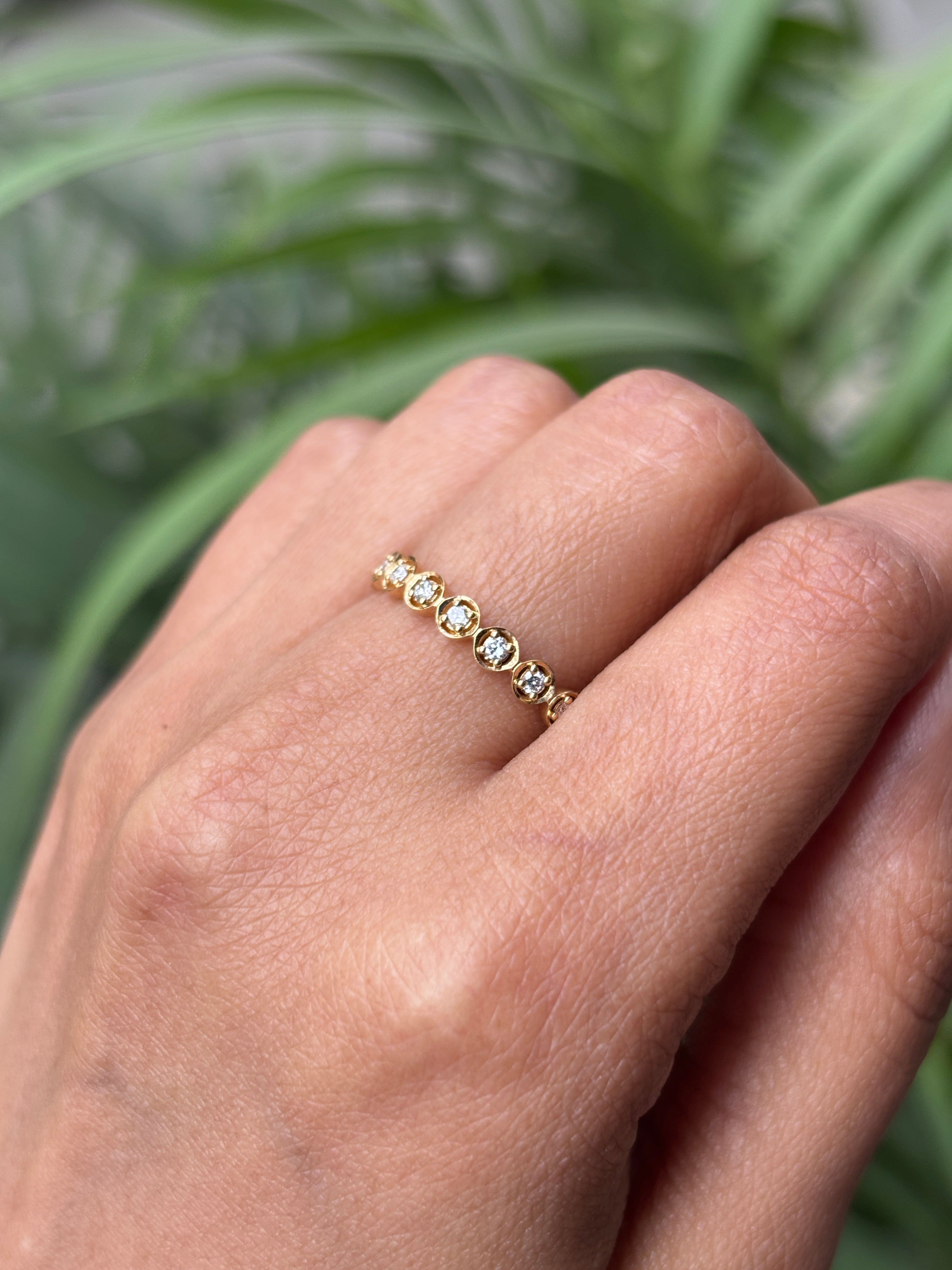 Wanyi Round Lab Diamond Eternity Ring in 18K Yellow Gold by Fiona Diamonds