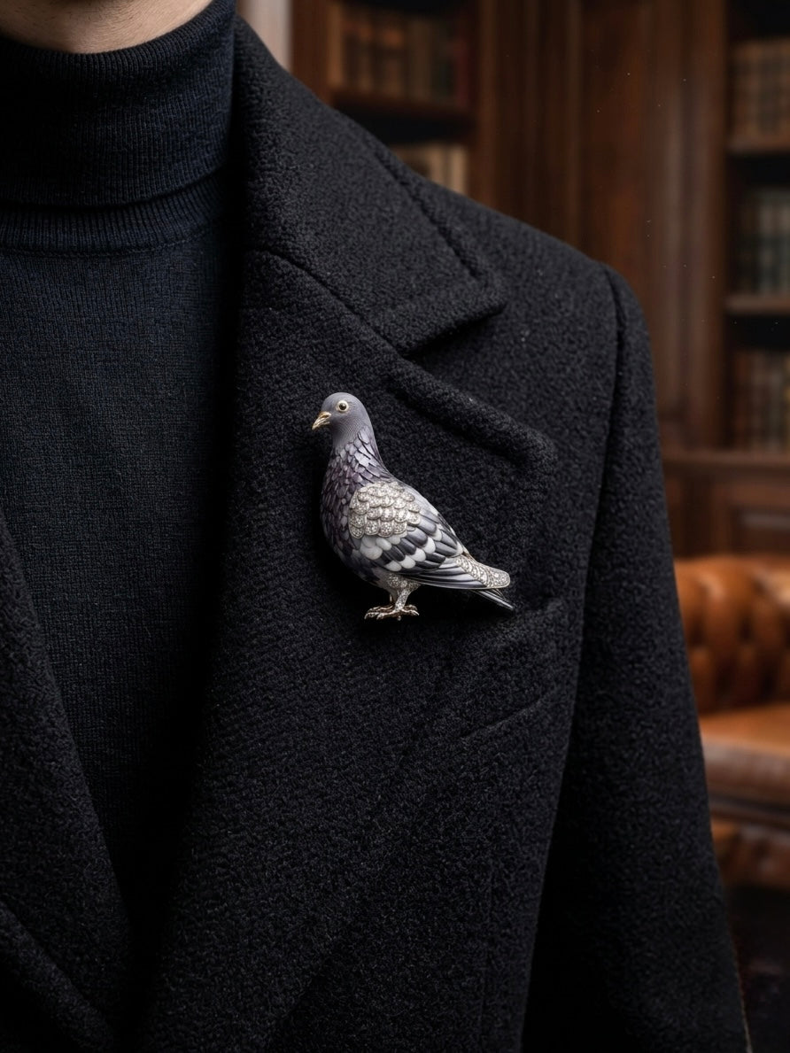 Pearl Pigeon Lab Diamond Brooch - Fiona Diamonds - Fiona Diamonds