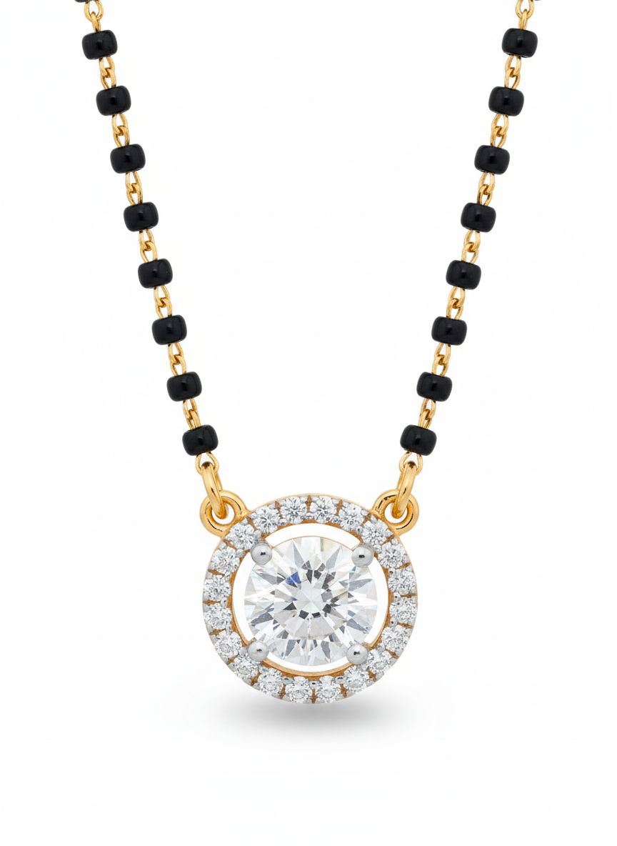 Cove Locket Round Lab Diamond Halo Pendant in 18K Yellow Gold by Fiona Diamonds