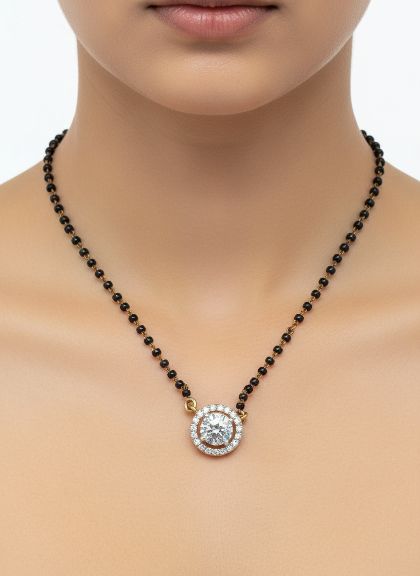 Side view of Cove Locket Round Lab Diamond Halo Pendant in 18K Yellow Gold - Fiona Diamonds
